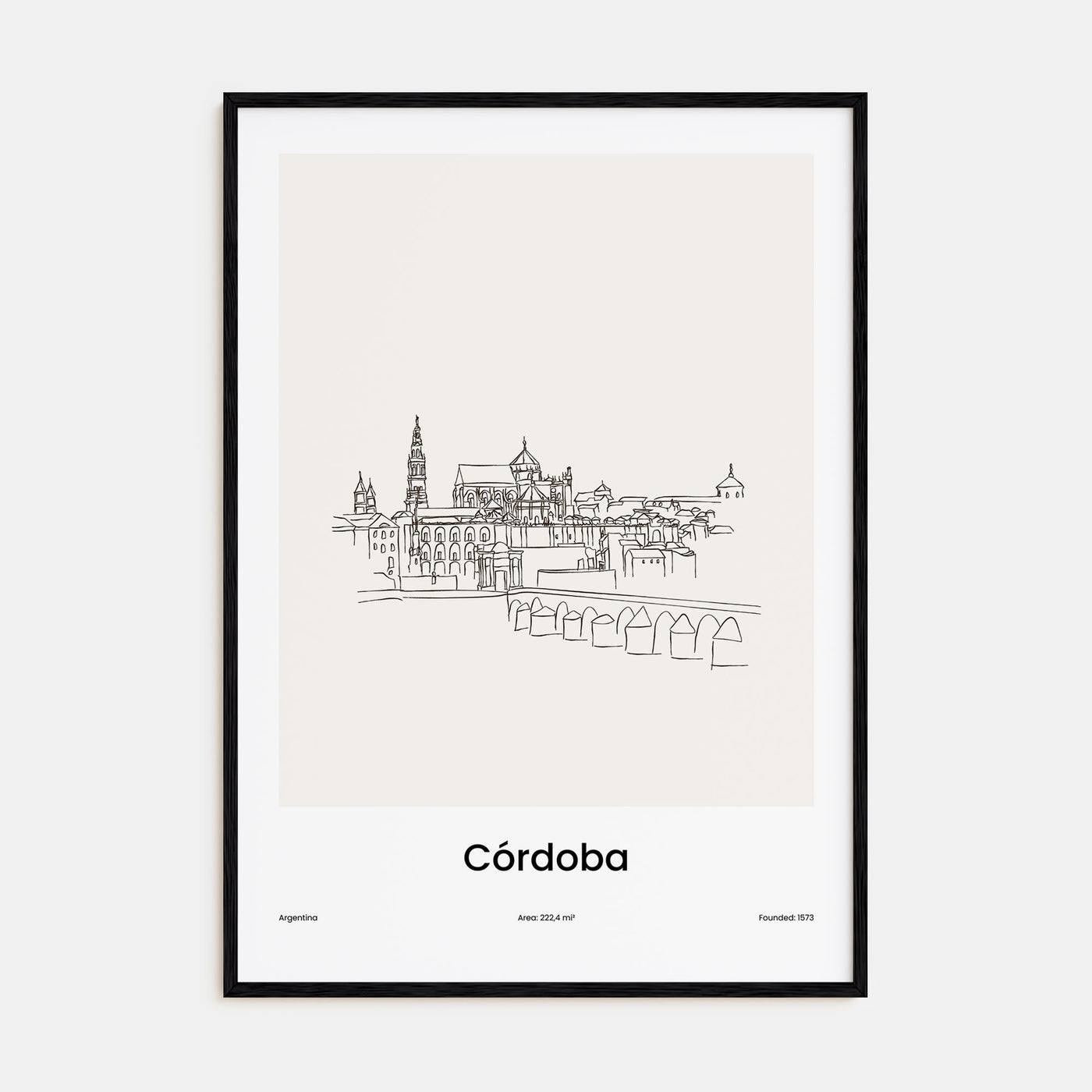 Córdoba, Argentina Drawn Poster