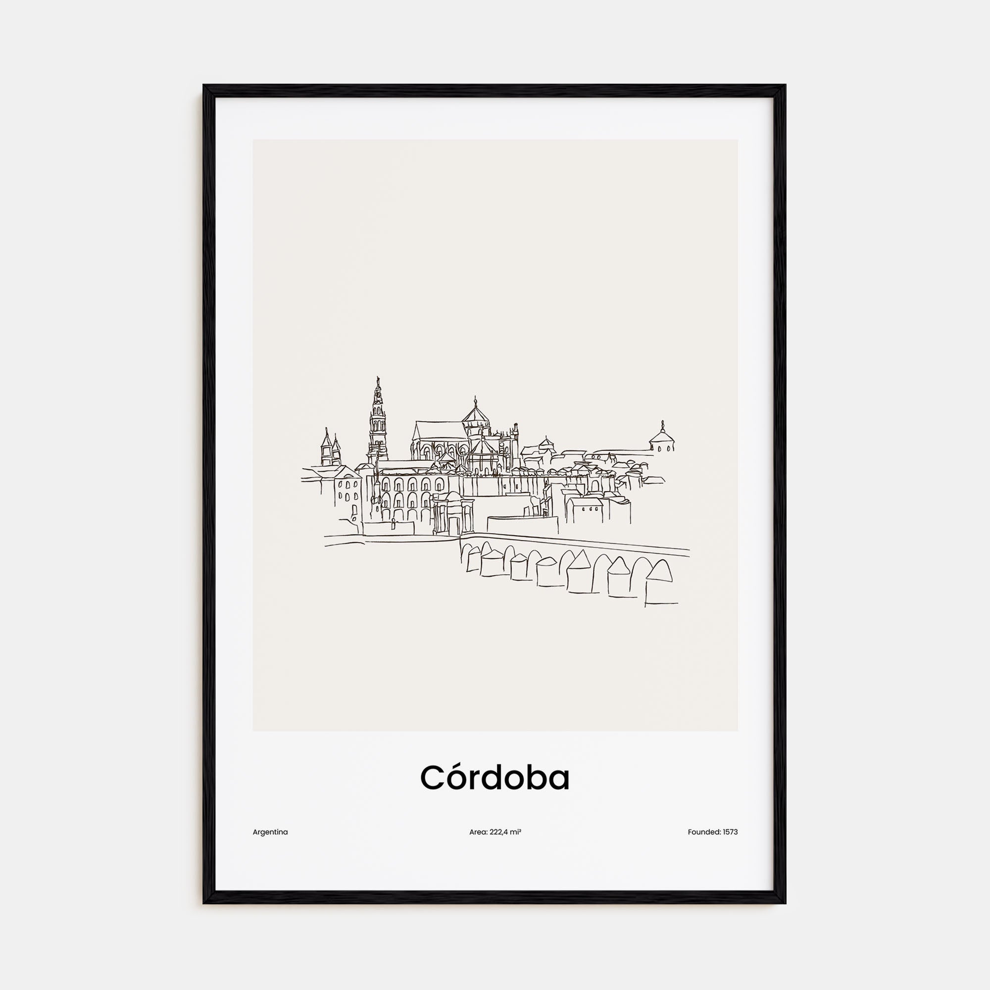 Córdoba, Argentina Drawn Poster