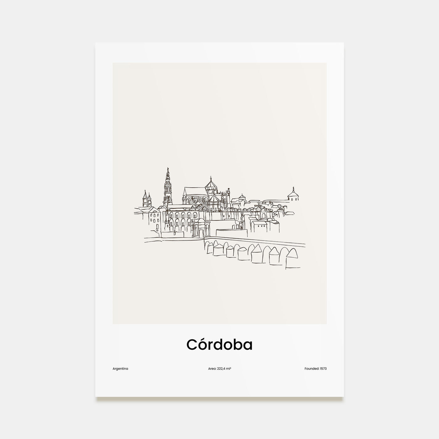 Córdoba, Argentina Drawn Poster