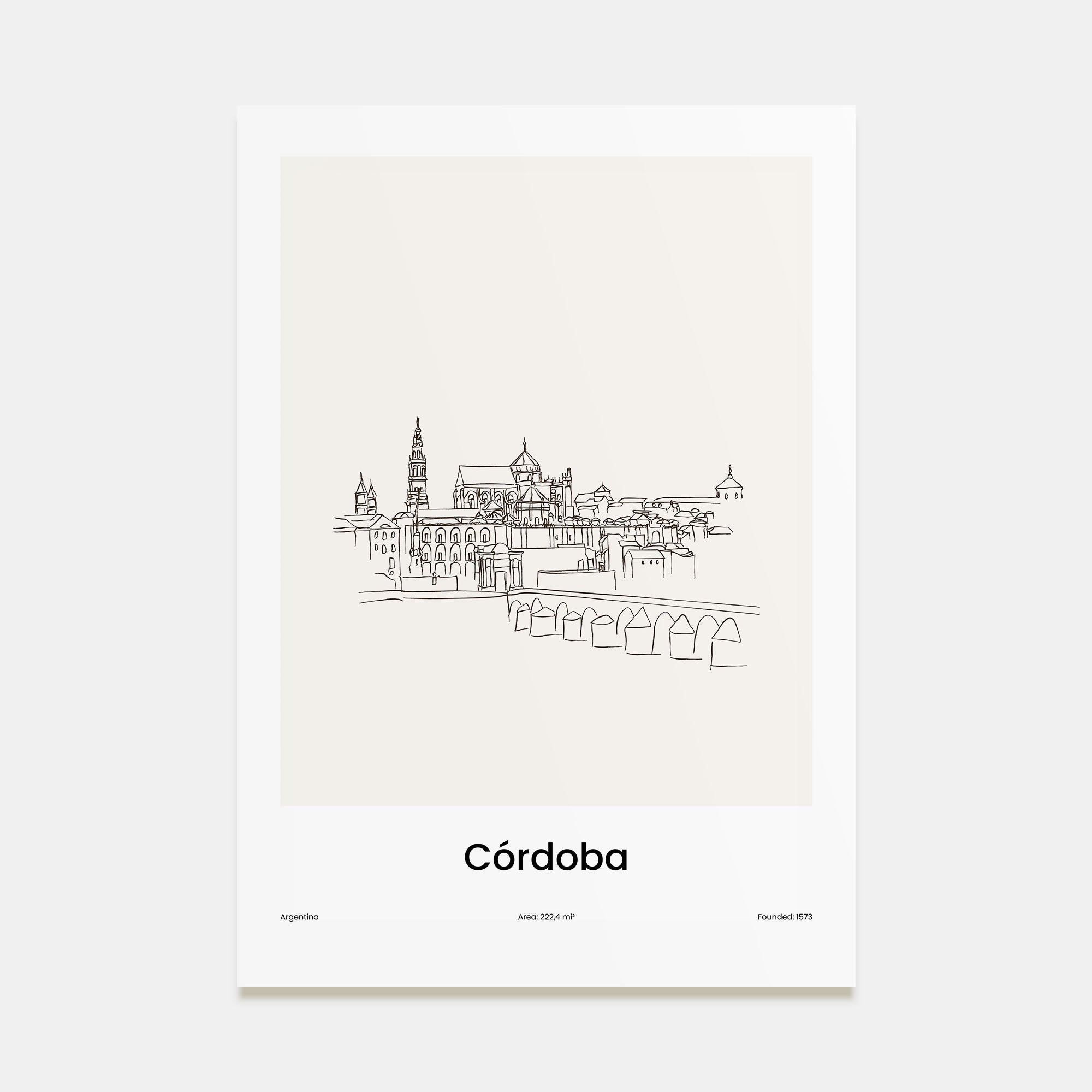 Córdoba, Argentina Drawn Poster