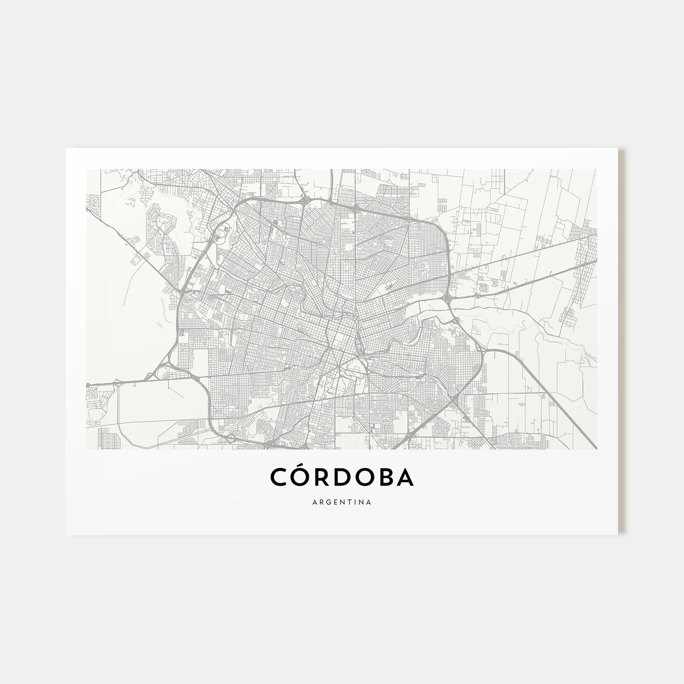 Córdoba, Argentina Map Landscape Poster