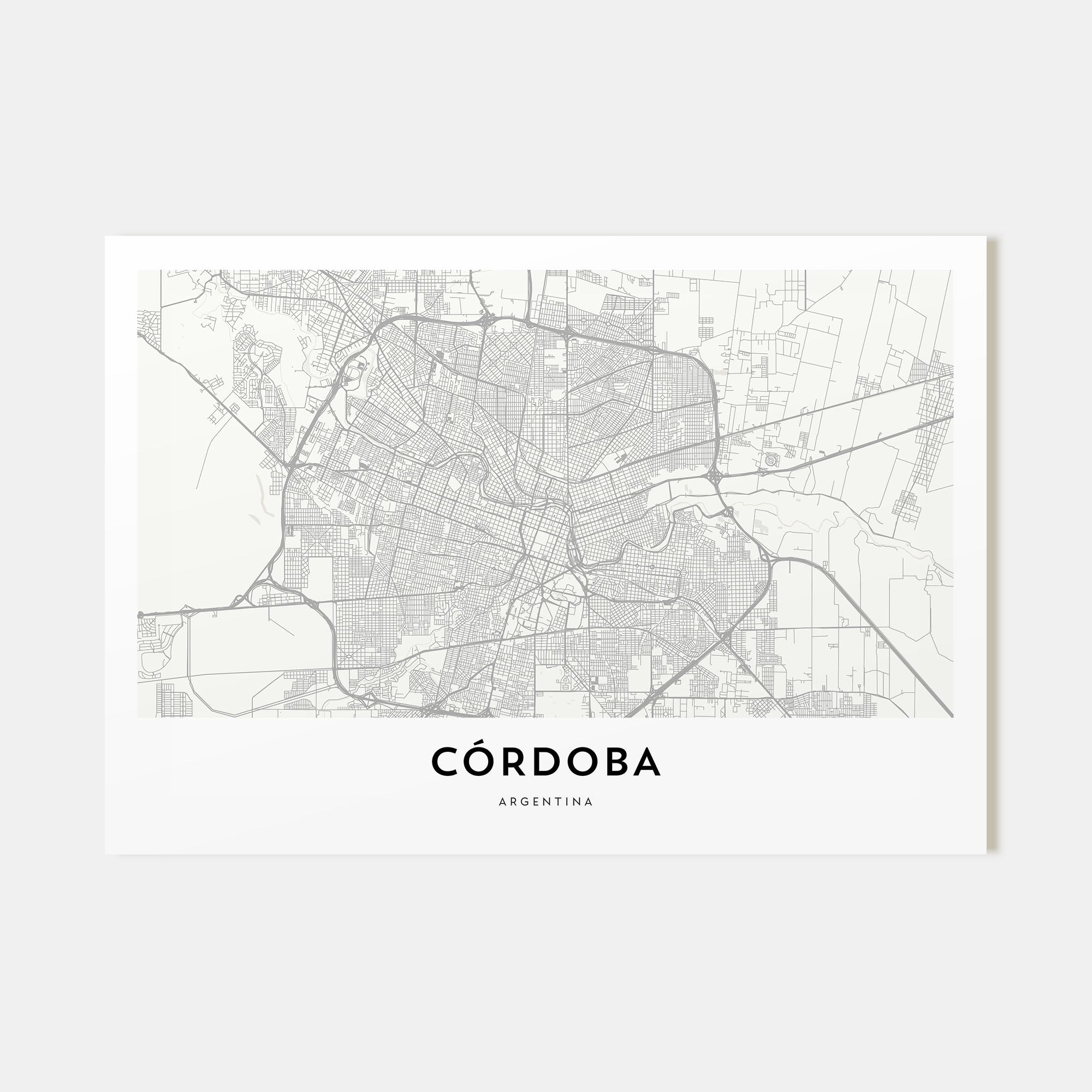 Córdoba, Argentina Map Landscape Poster