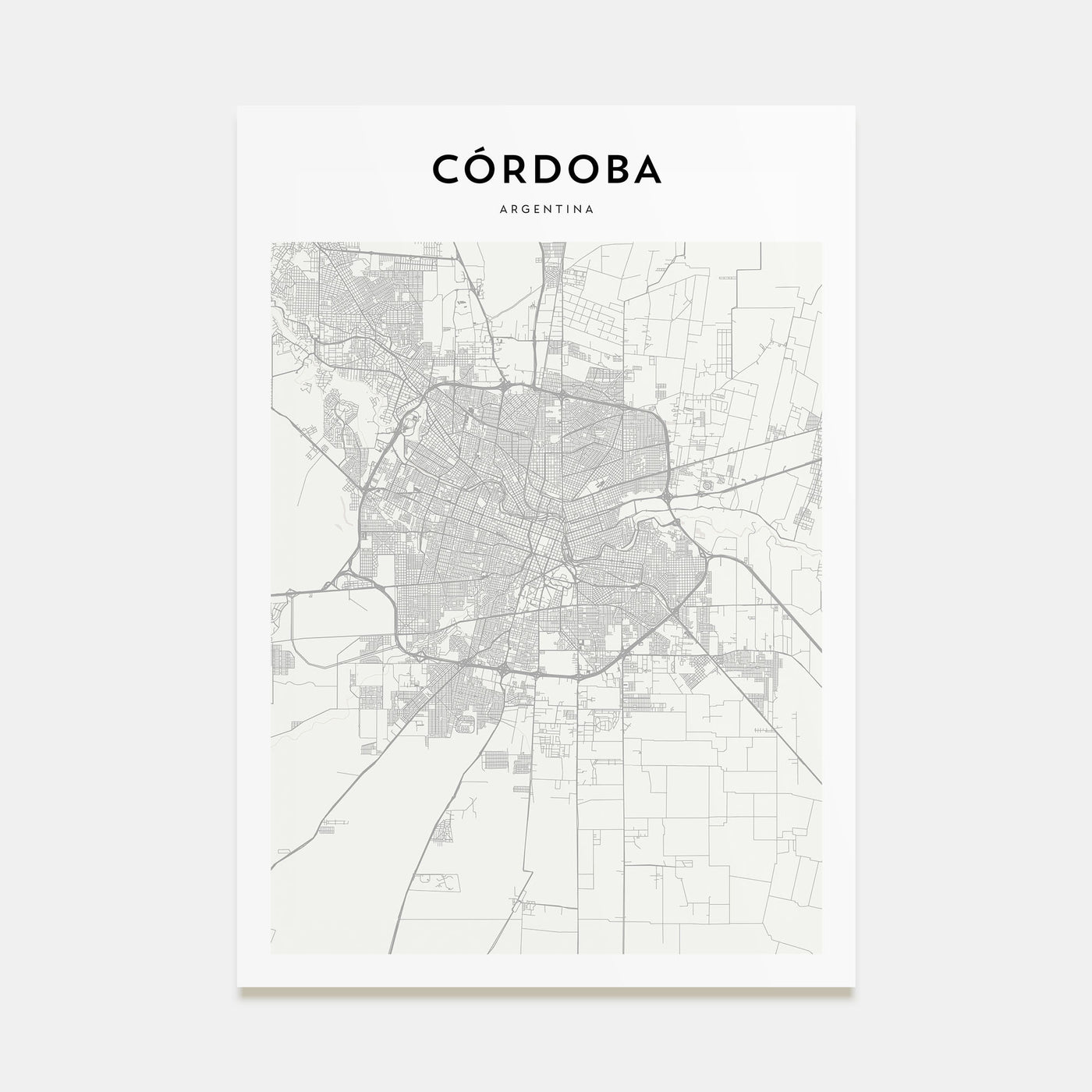 Córdoba, Argentina Map Portrait Poster