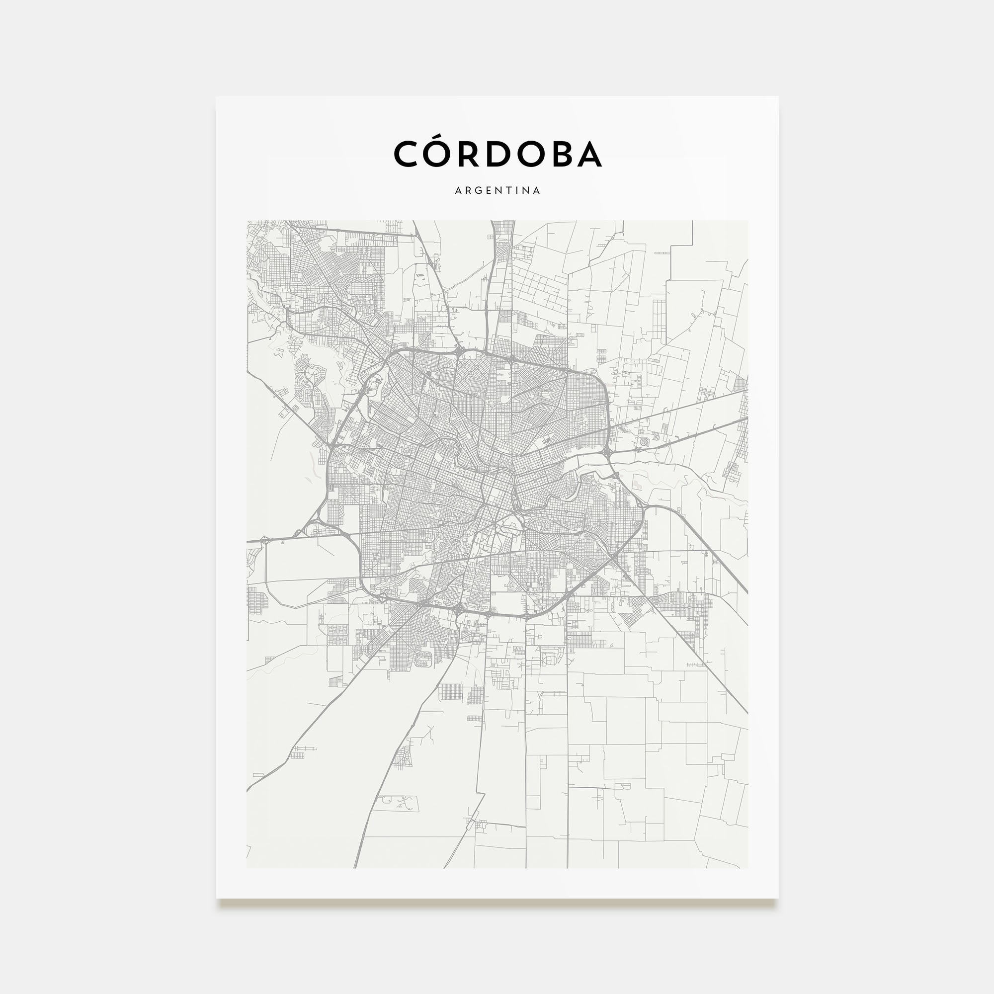 Córdoba, Argentina Map Portrait Poster