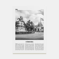 Córdoba, Argentina Travel B&W Poster