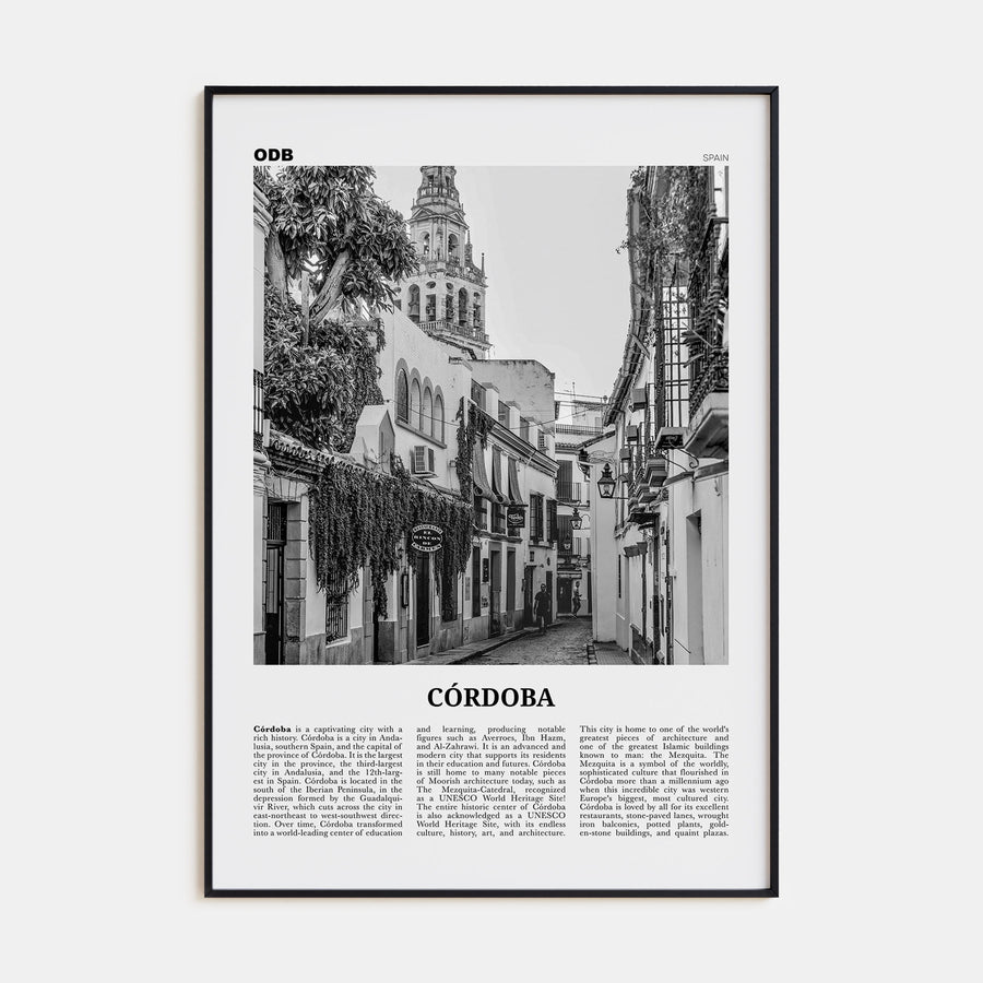 Córdoba, Spain Travel B&W Poster