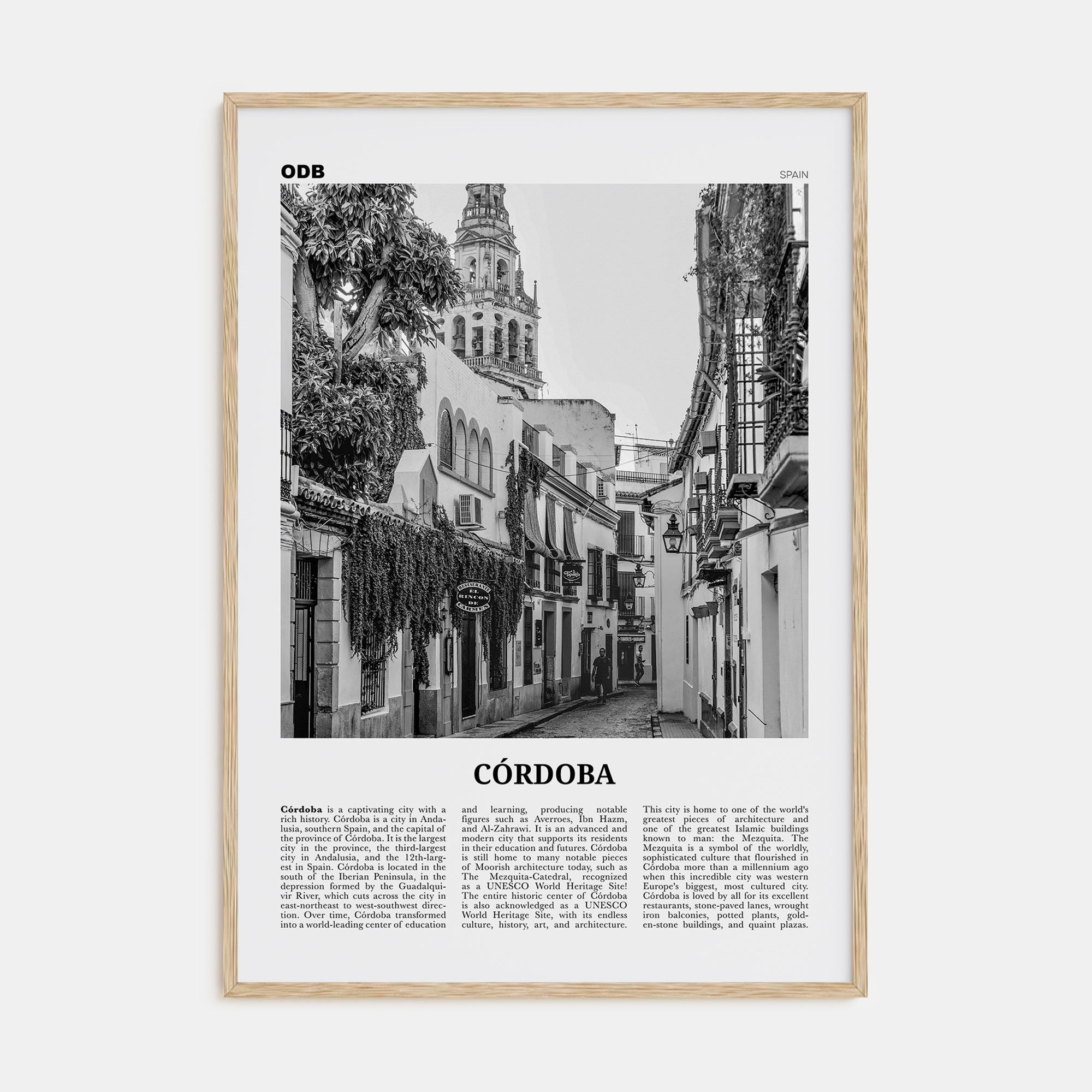 Córdoba, Spain Travel B&W Poster