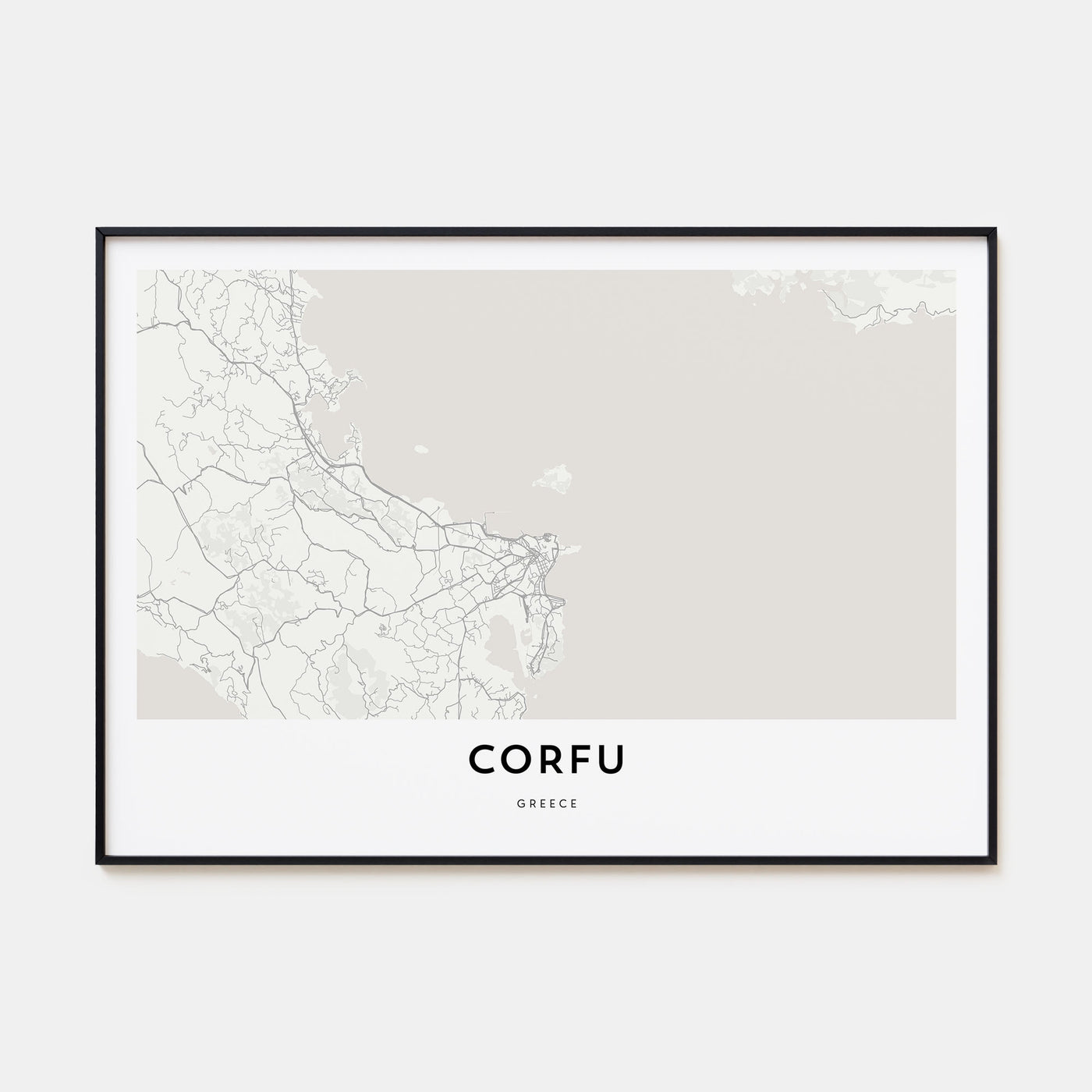 Corfu Map Landscape Poster