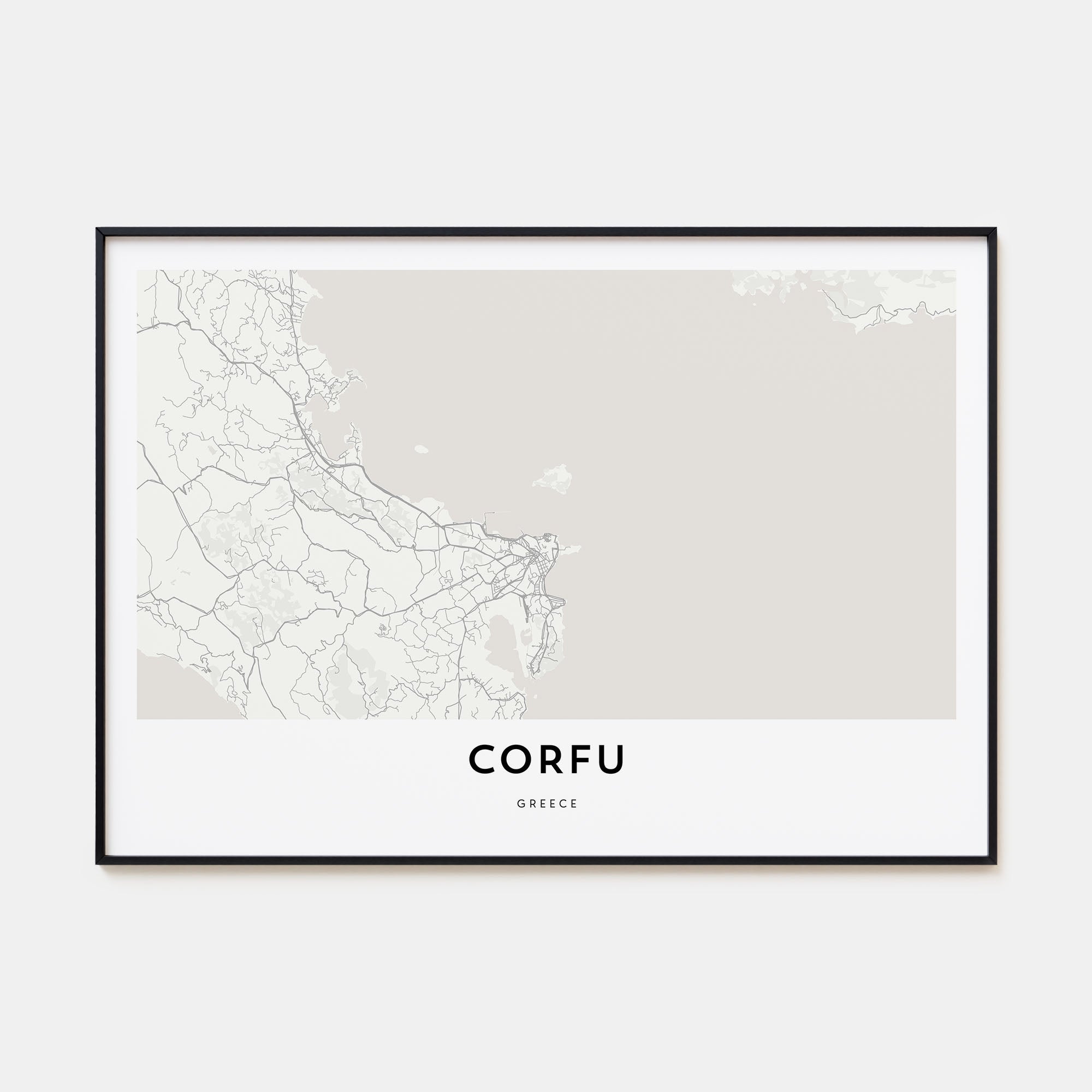 Corfu Map Landscape Poster