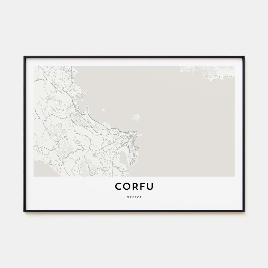 Corfu Map Landscape Poster