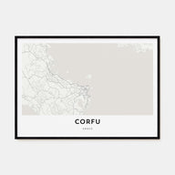 Corfu Map Landscape Poster