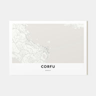 Corfu Map Landscape Poster