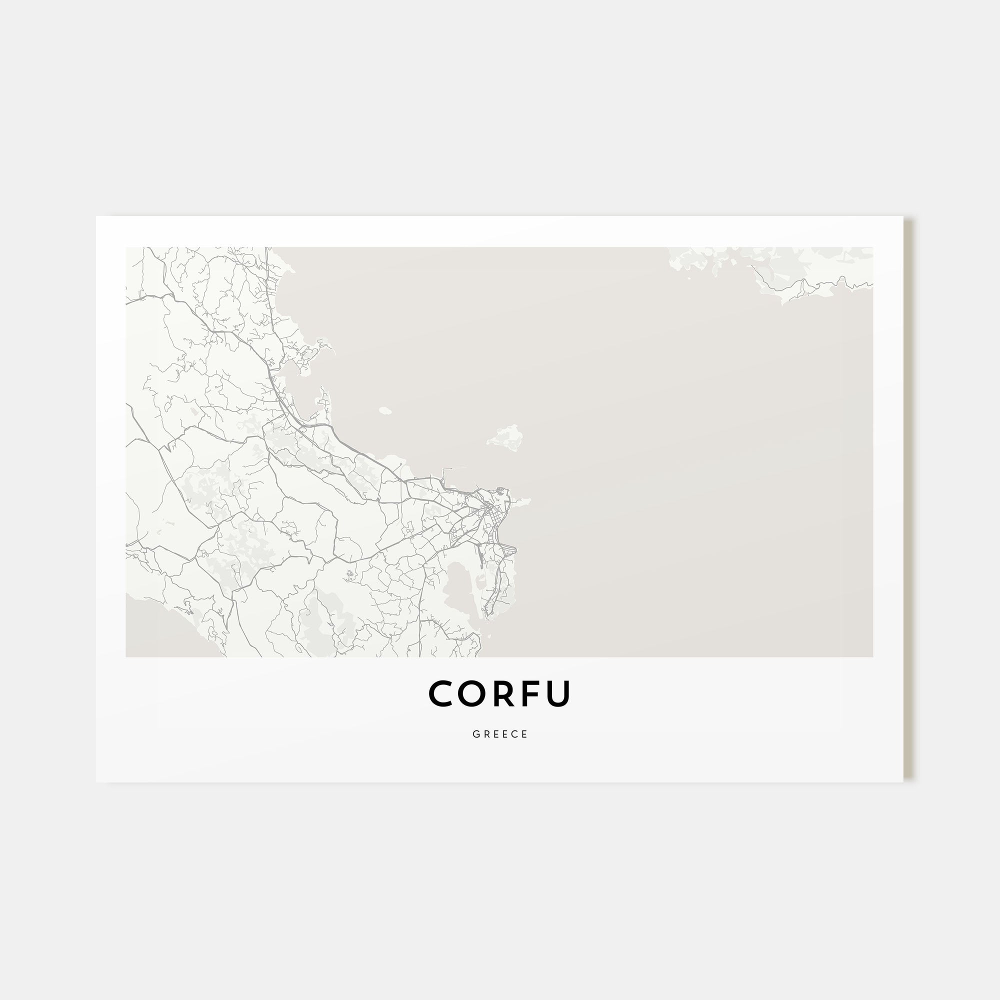 Corfu Map Landscape Poster