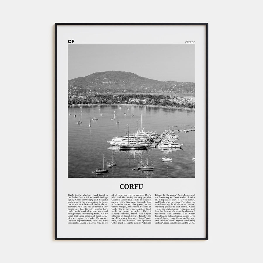 Corfu Travel B&W Poster