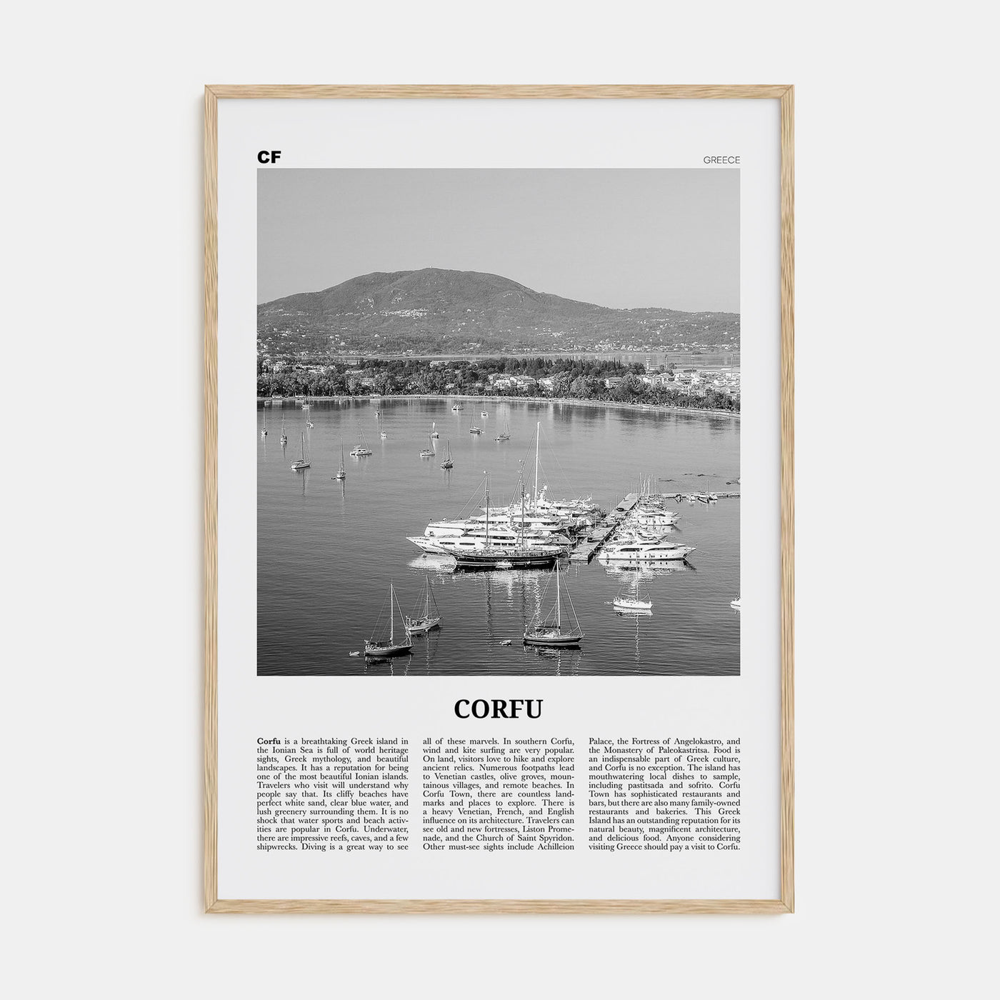 Corfu Travel B&W Poster