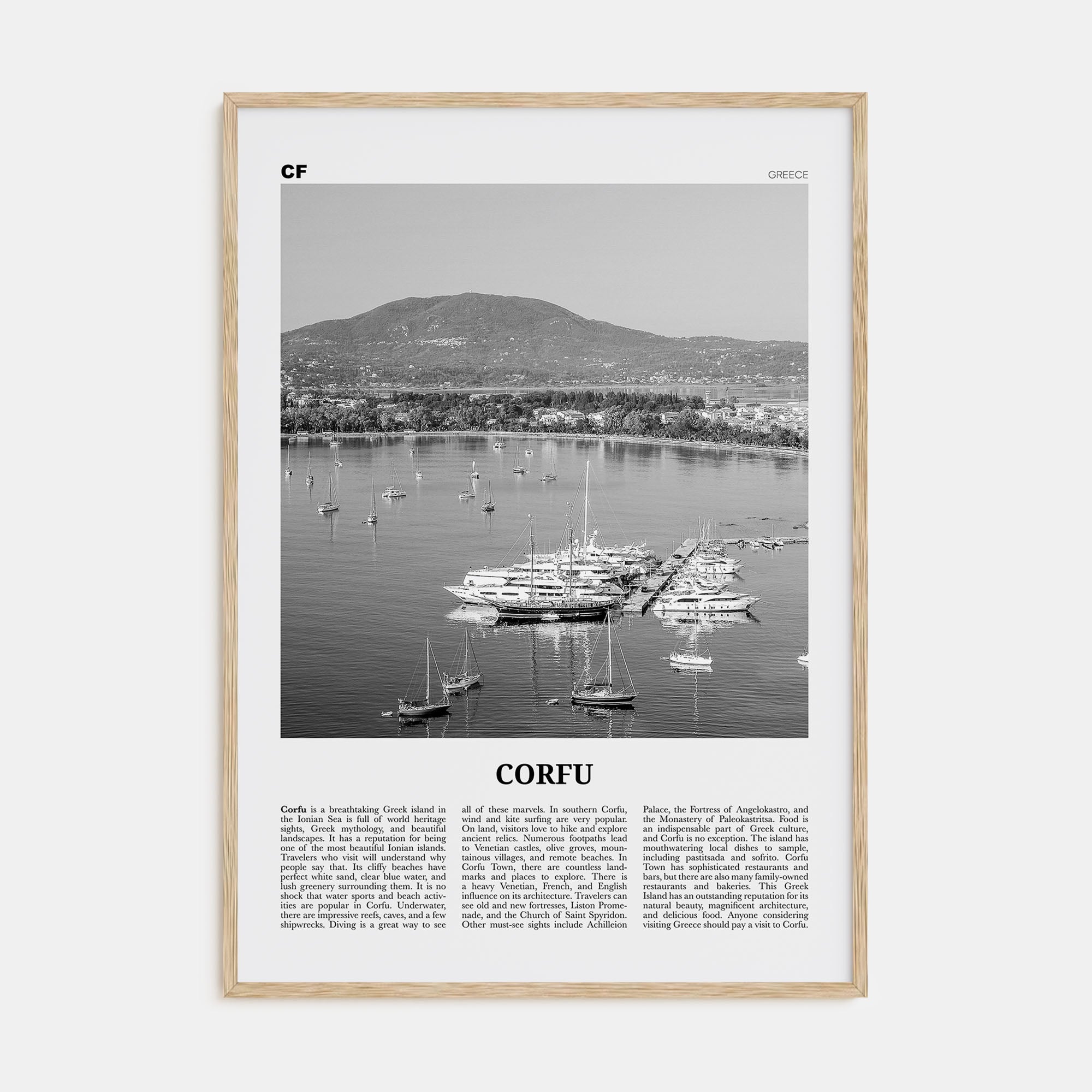 Corfu Travel B&W Poster