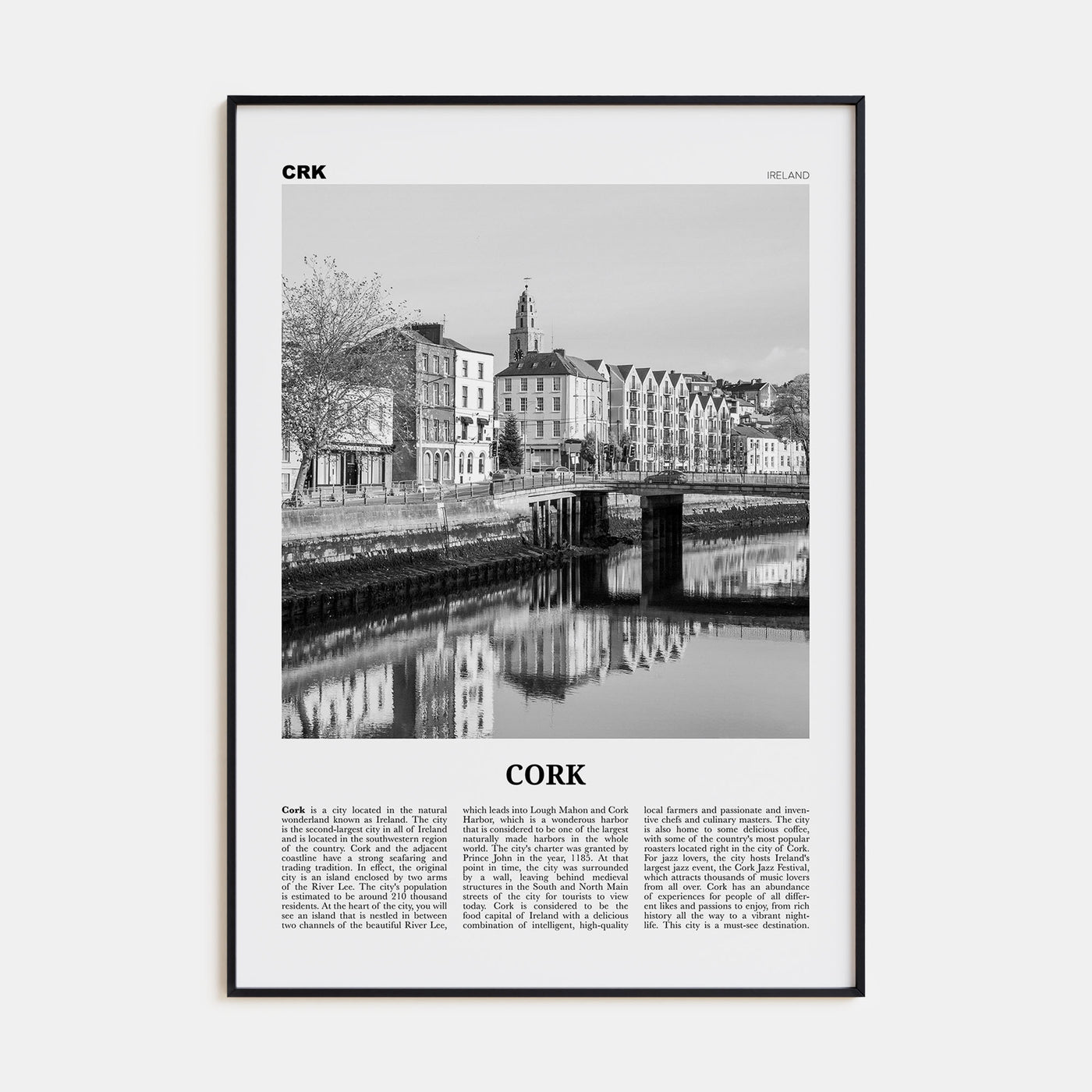 Cork Travel B&W Poster