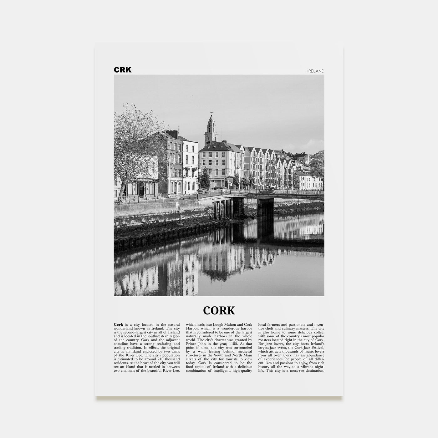 Cork Travel B&W Poster