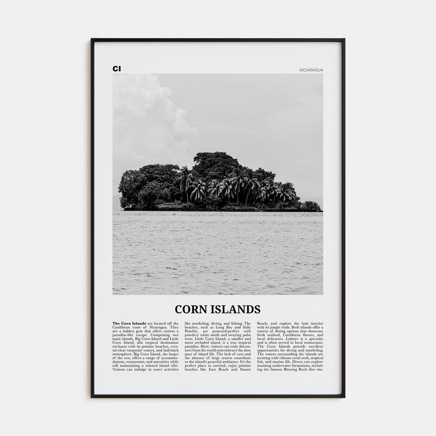 Corn Islands Travel B&W Poster