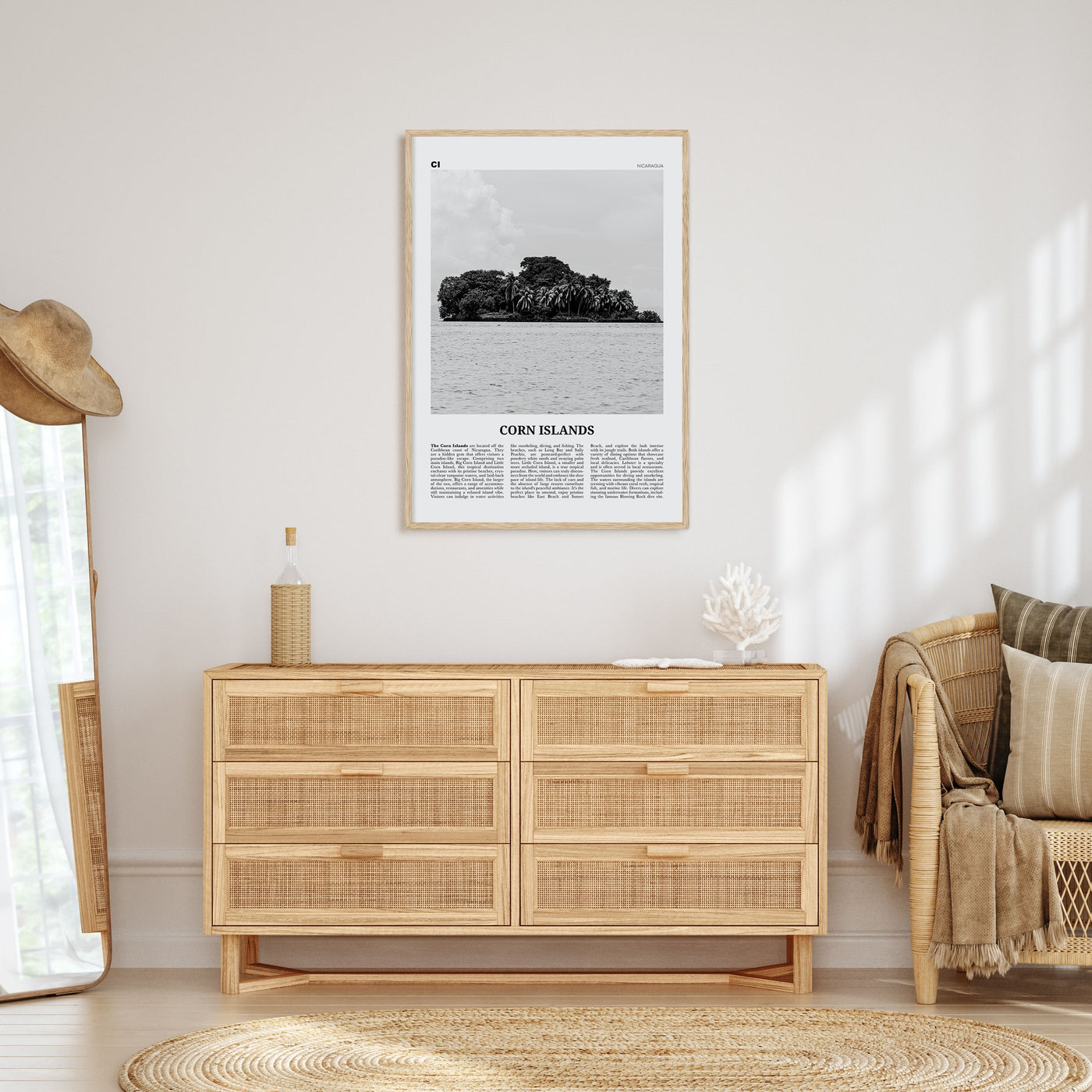 Corn Islands Travel B&W Poster