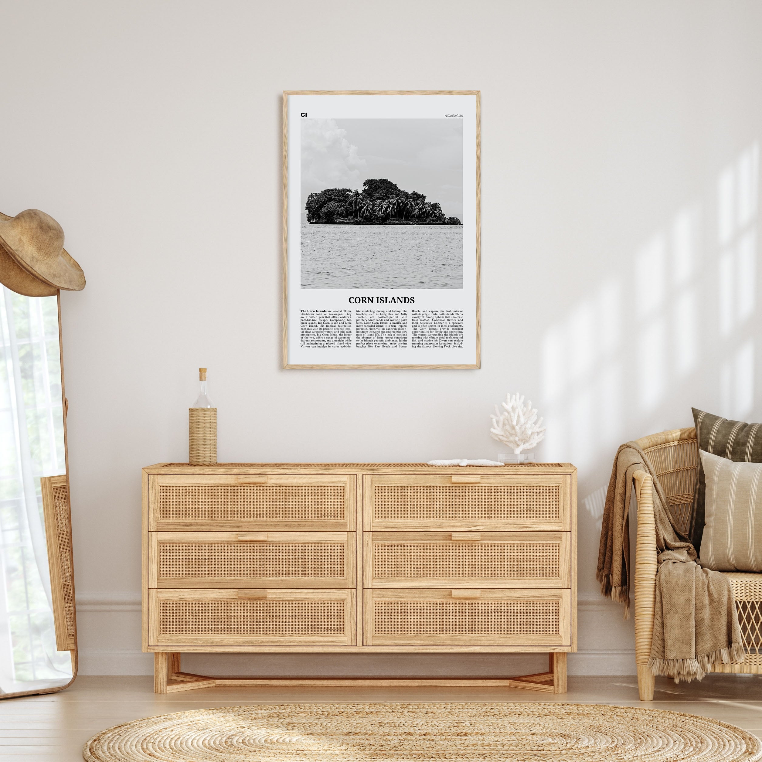 Corn Islands Travel B&W Poster