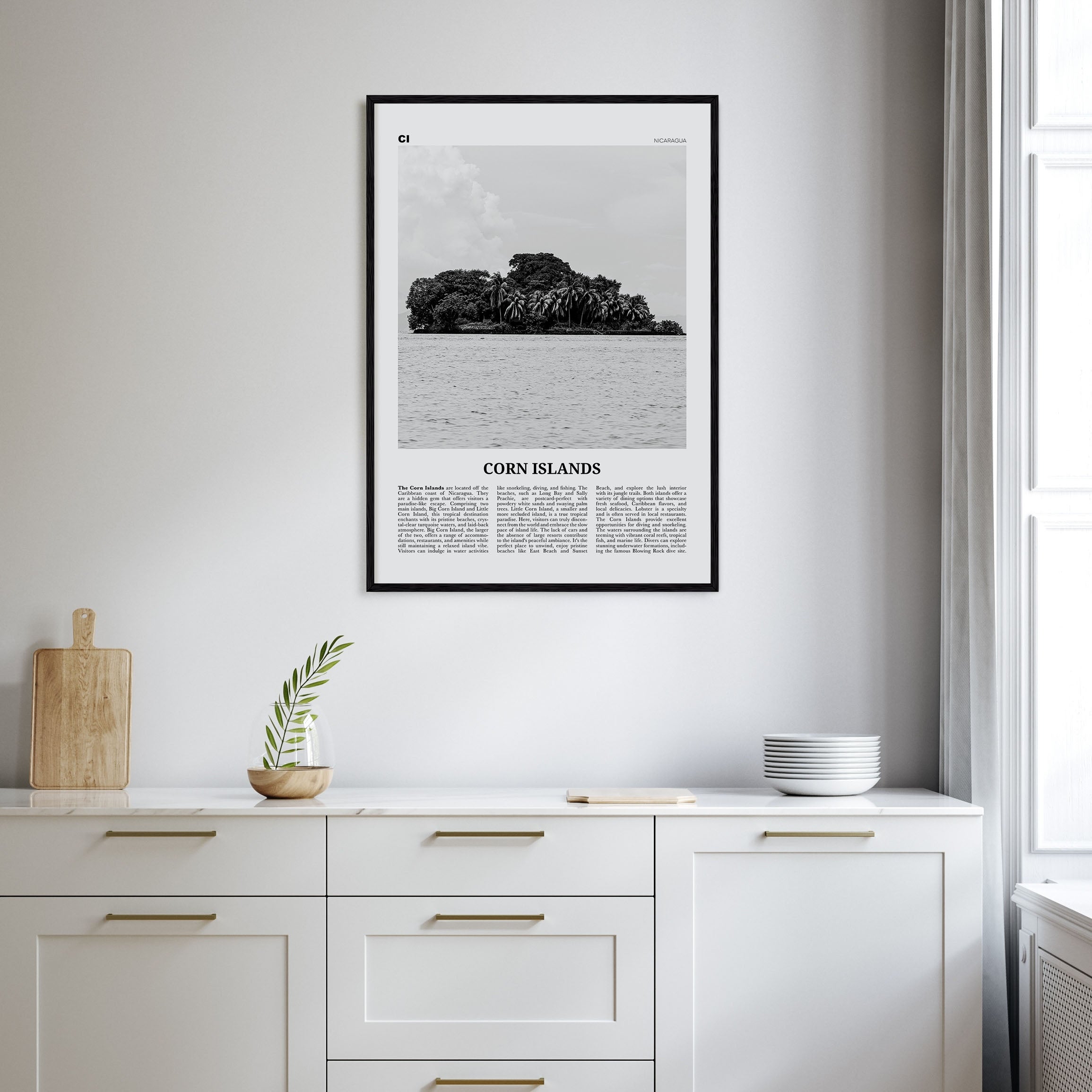 Corn Islands Travel B&W Poster