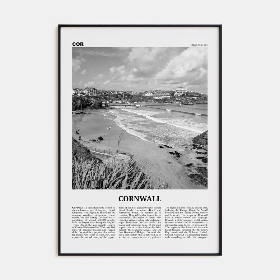Cornwall Travel B&W Poster