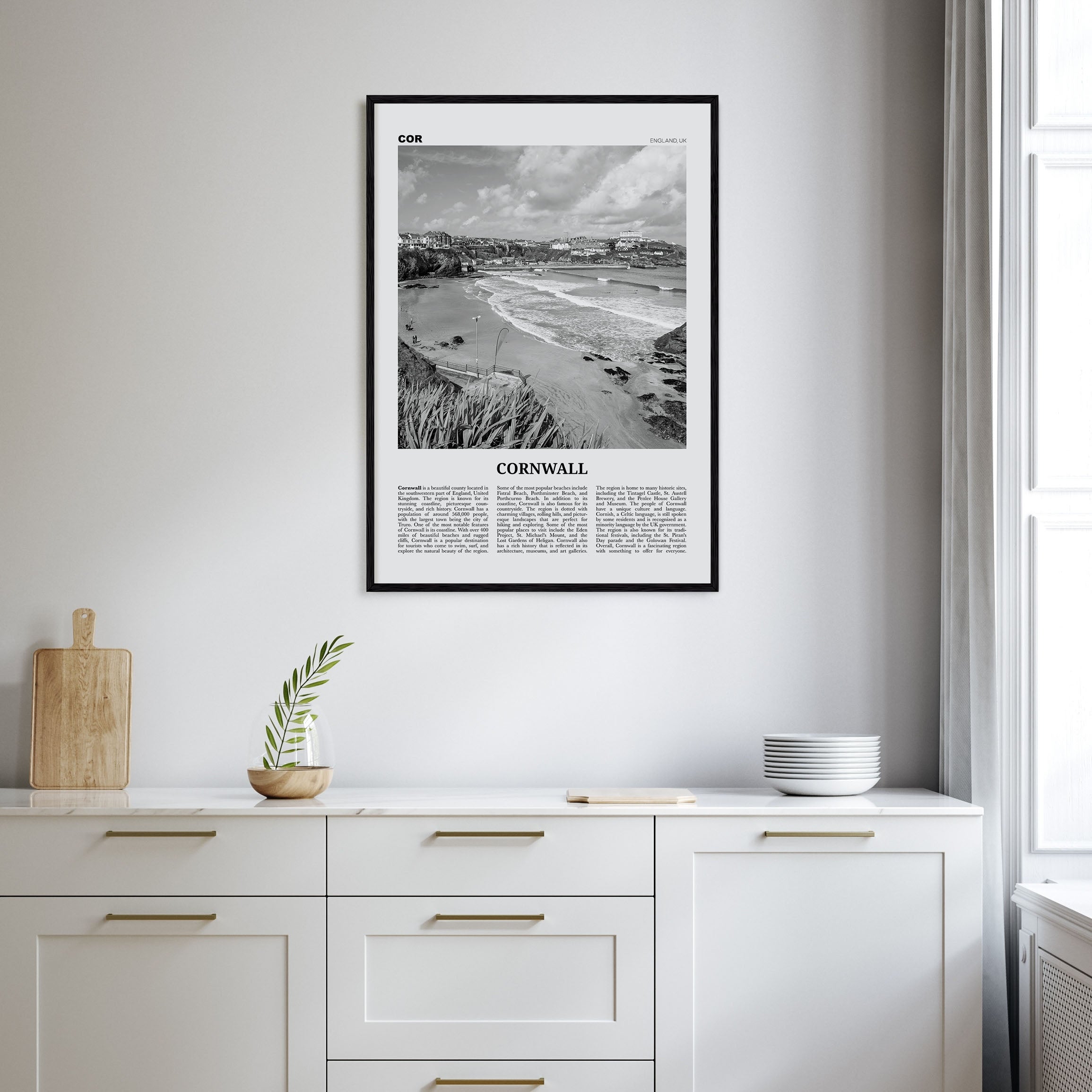 Cornwall Travel B&W Poster