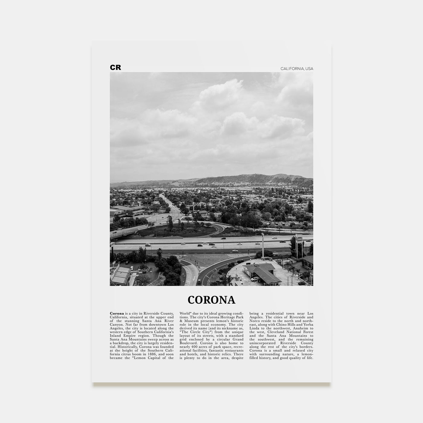 Corona Travel B&W Poster