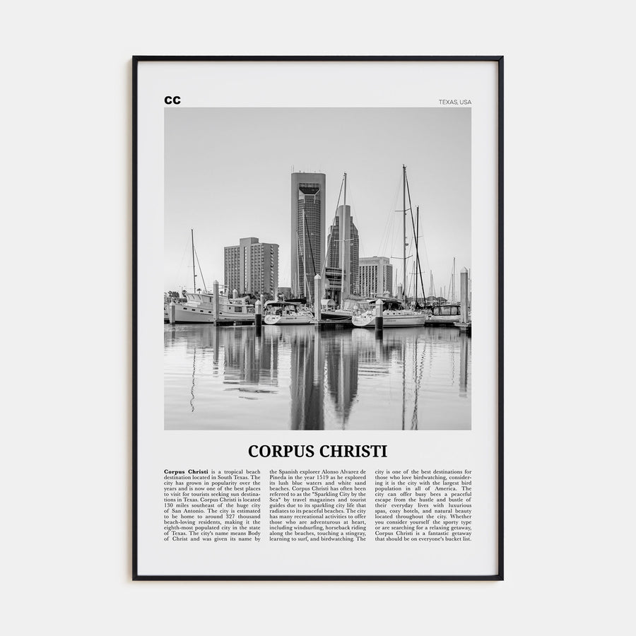 Corpus Christi Travel B&W Poster