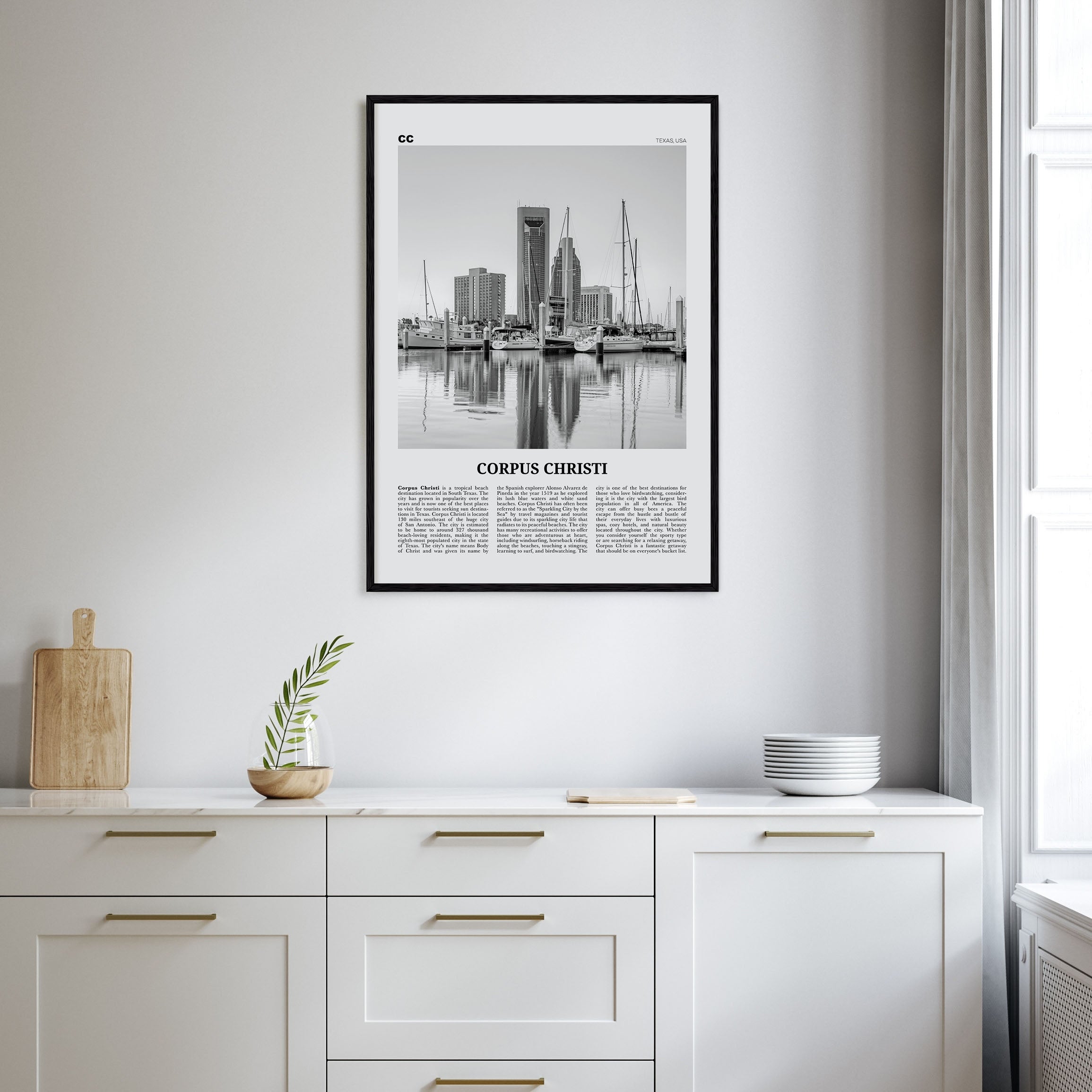 Corpus Christi Travel B&W Poster