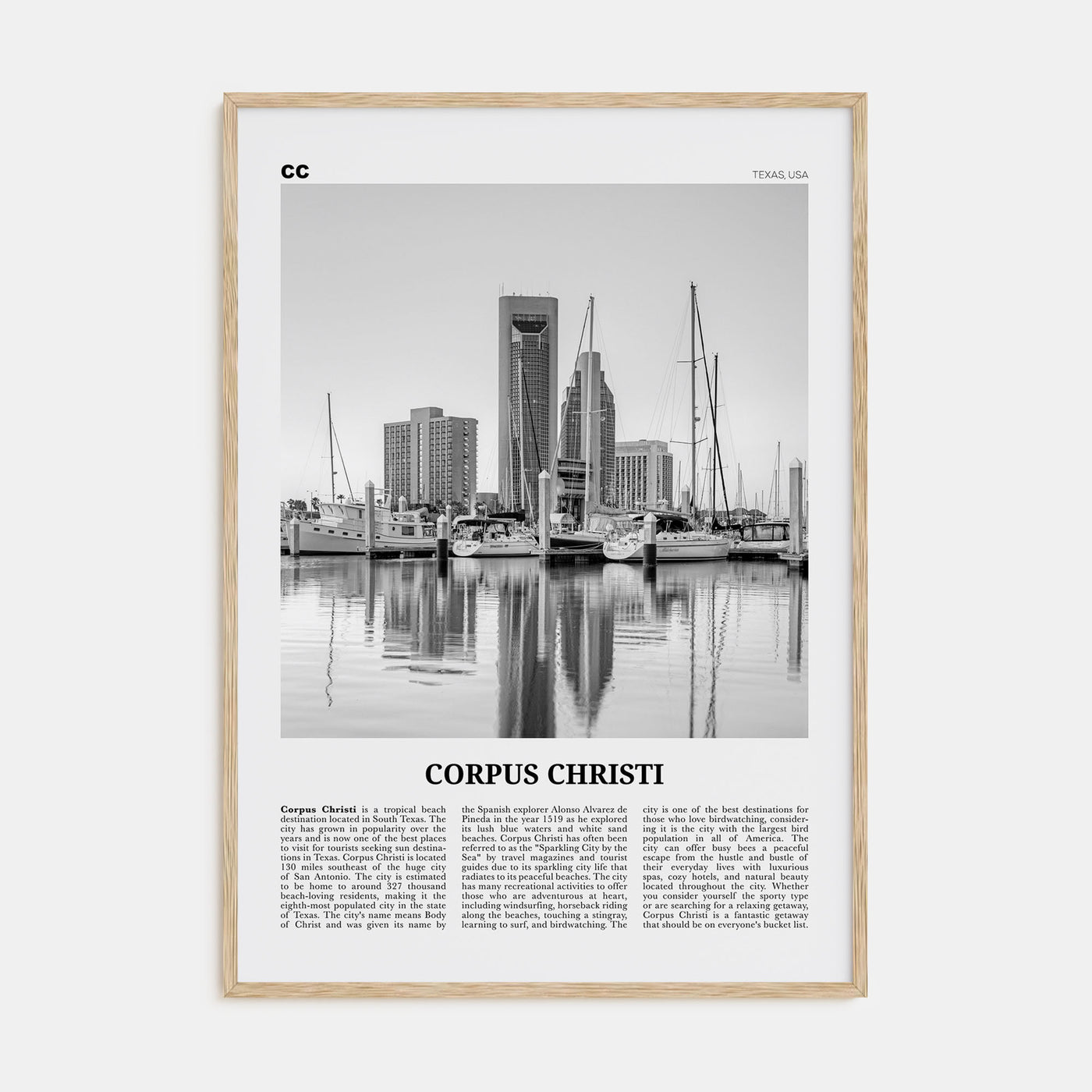 Corpus Christi Travel B&W Poster