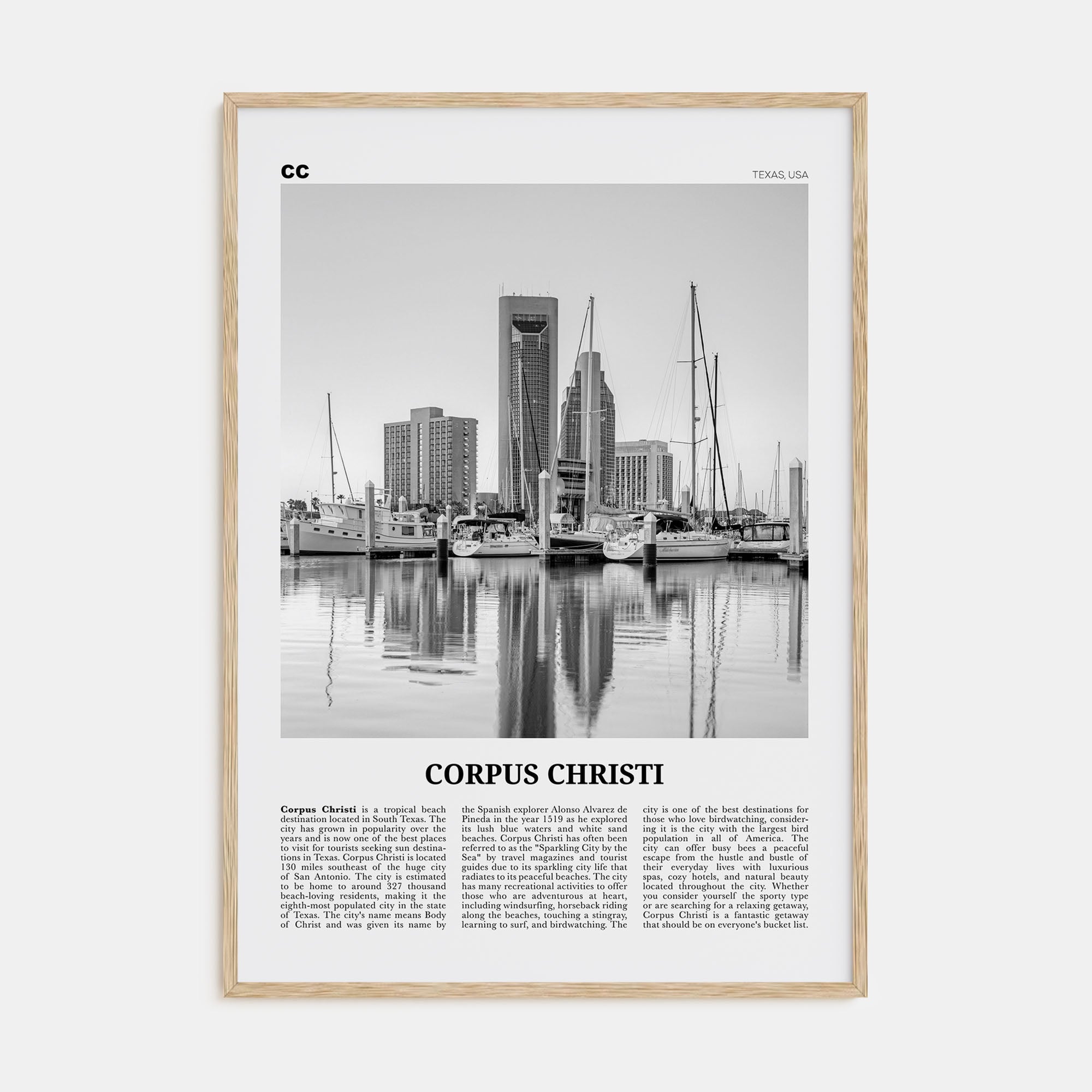 Corpus Christi Travel B&W Poster