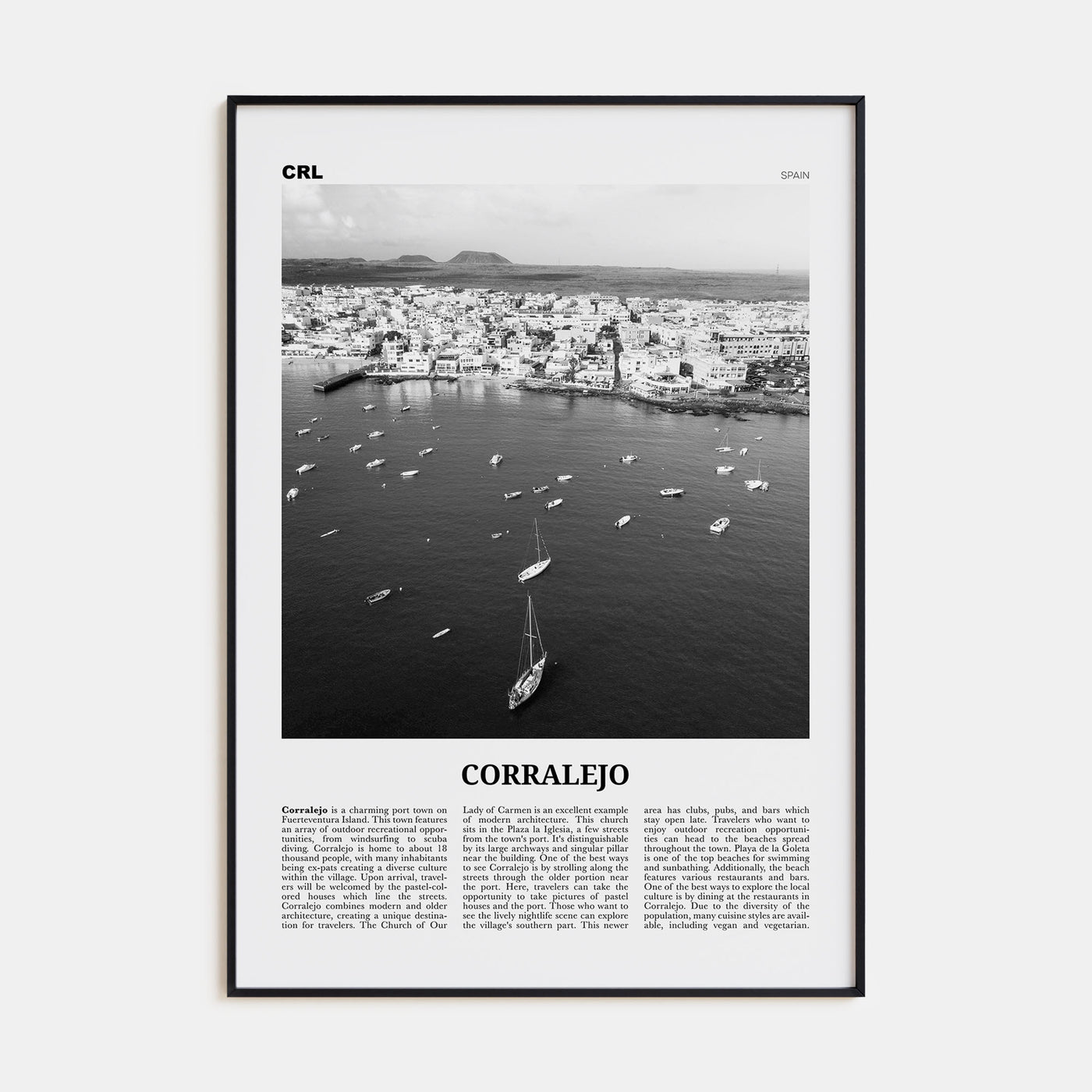 Corralejo Travel B&W Poster