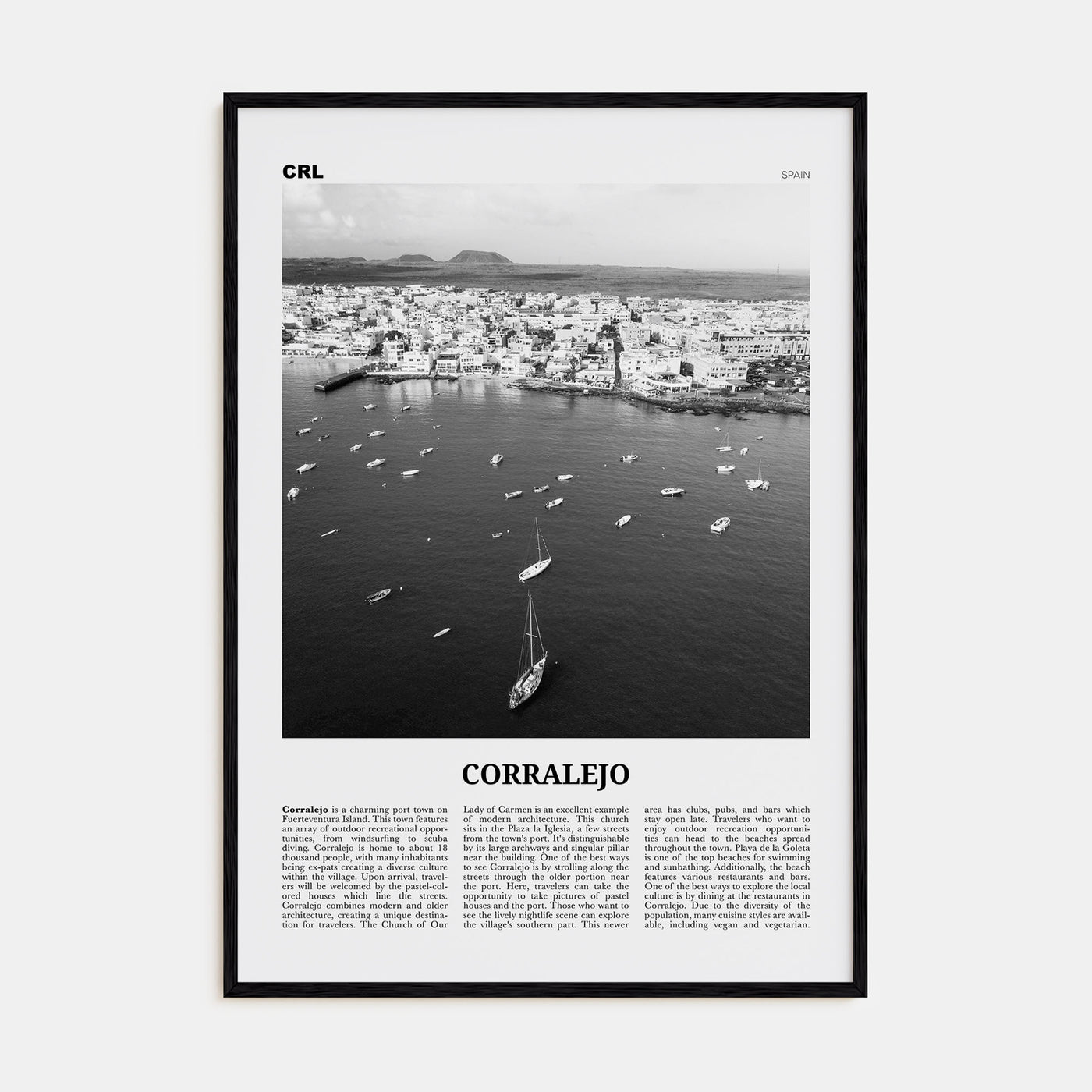 Corralejo Travel B&W Poster