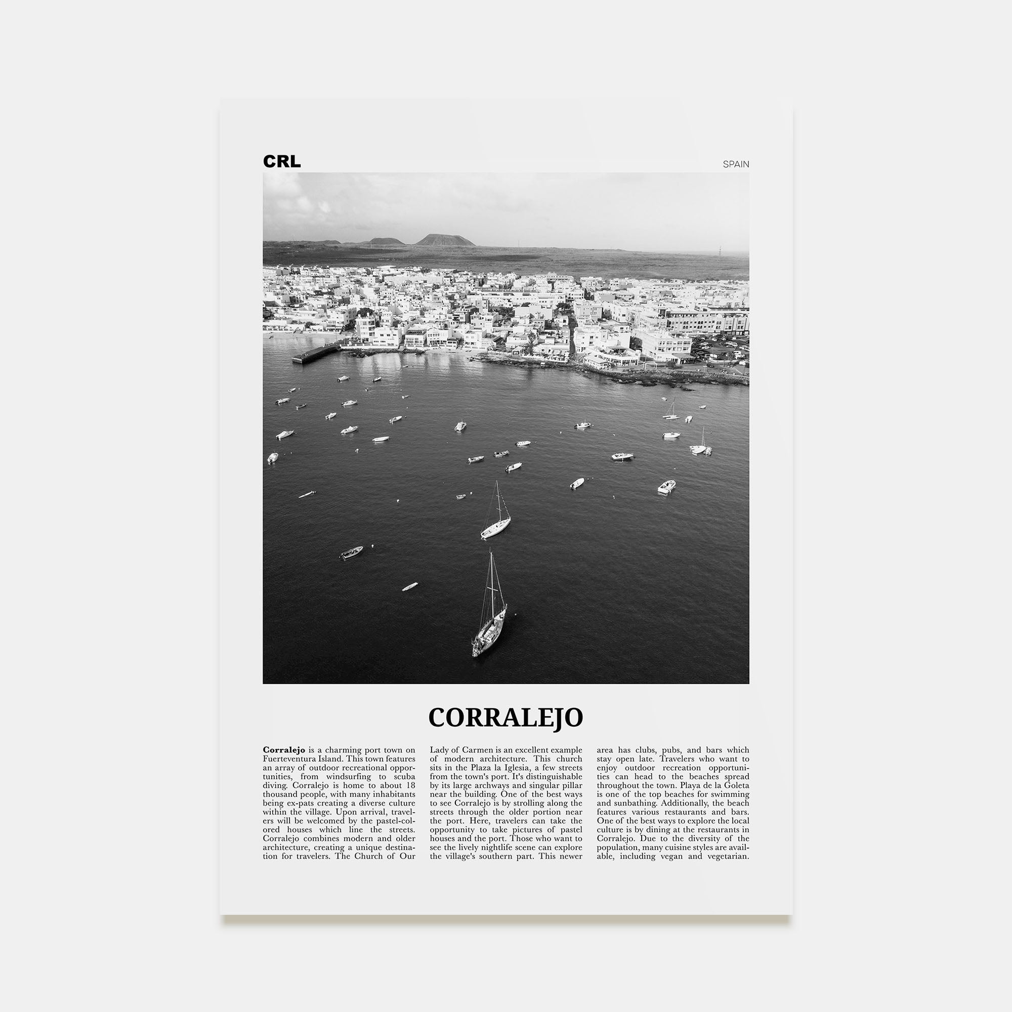Corralejo Travel B&W Poster