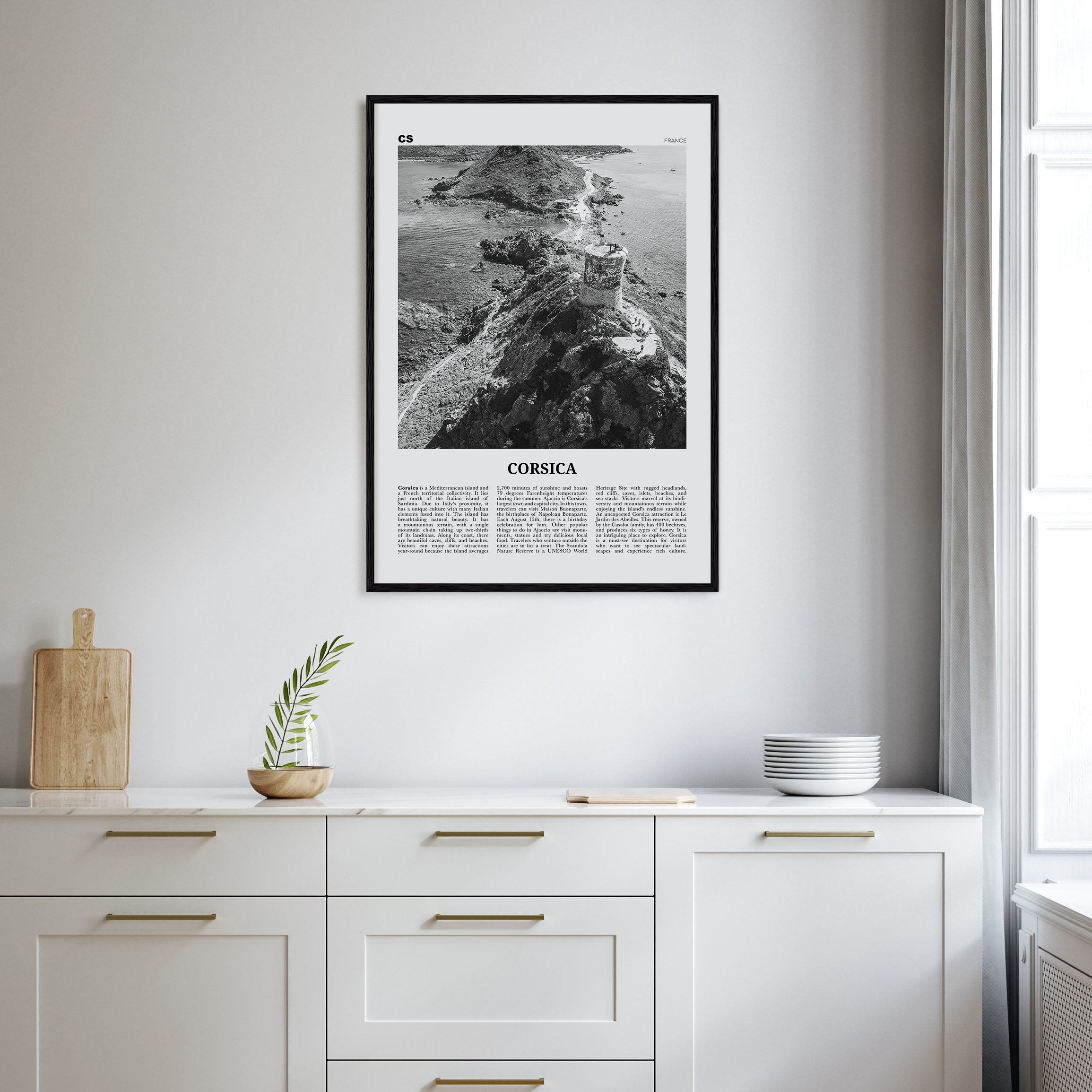 Corsica Travel B&W Poster