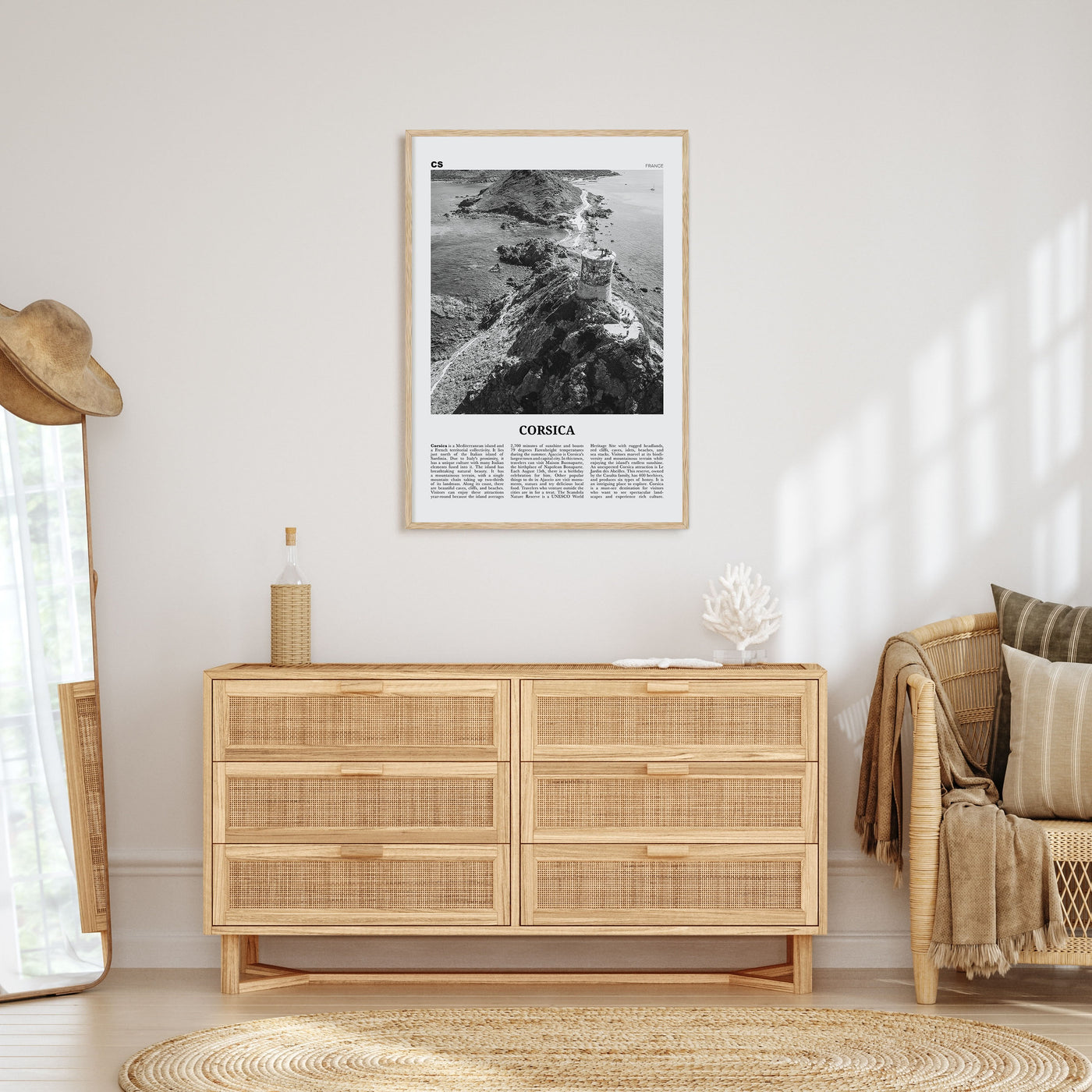 Corsica Travel B&W Poster