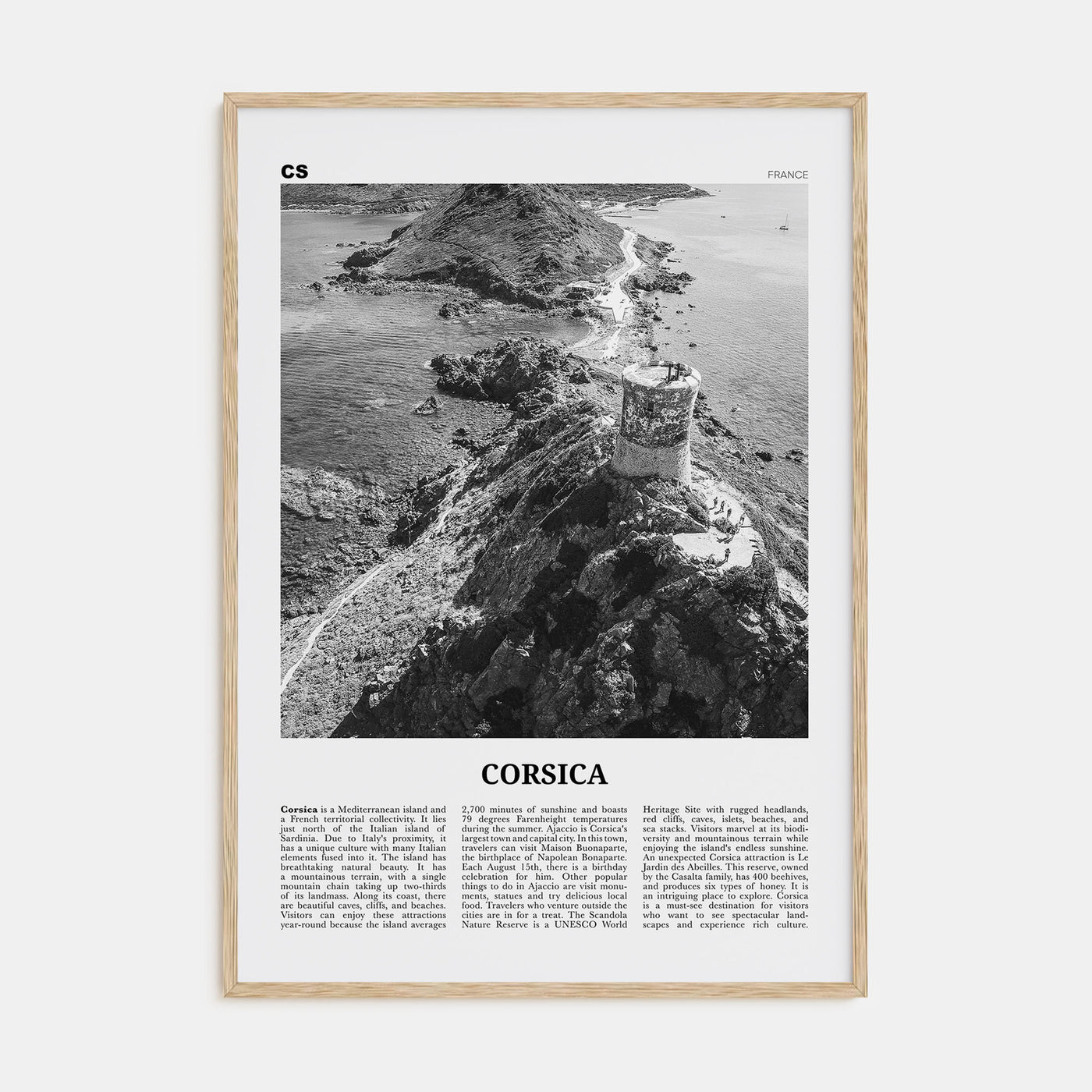Corsica Travel B&W Poster