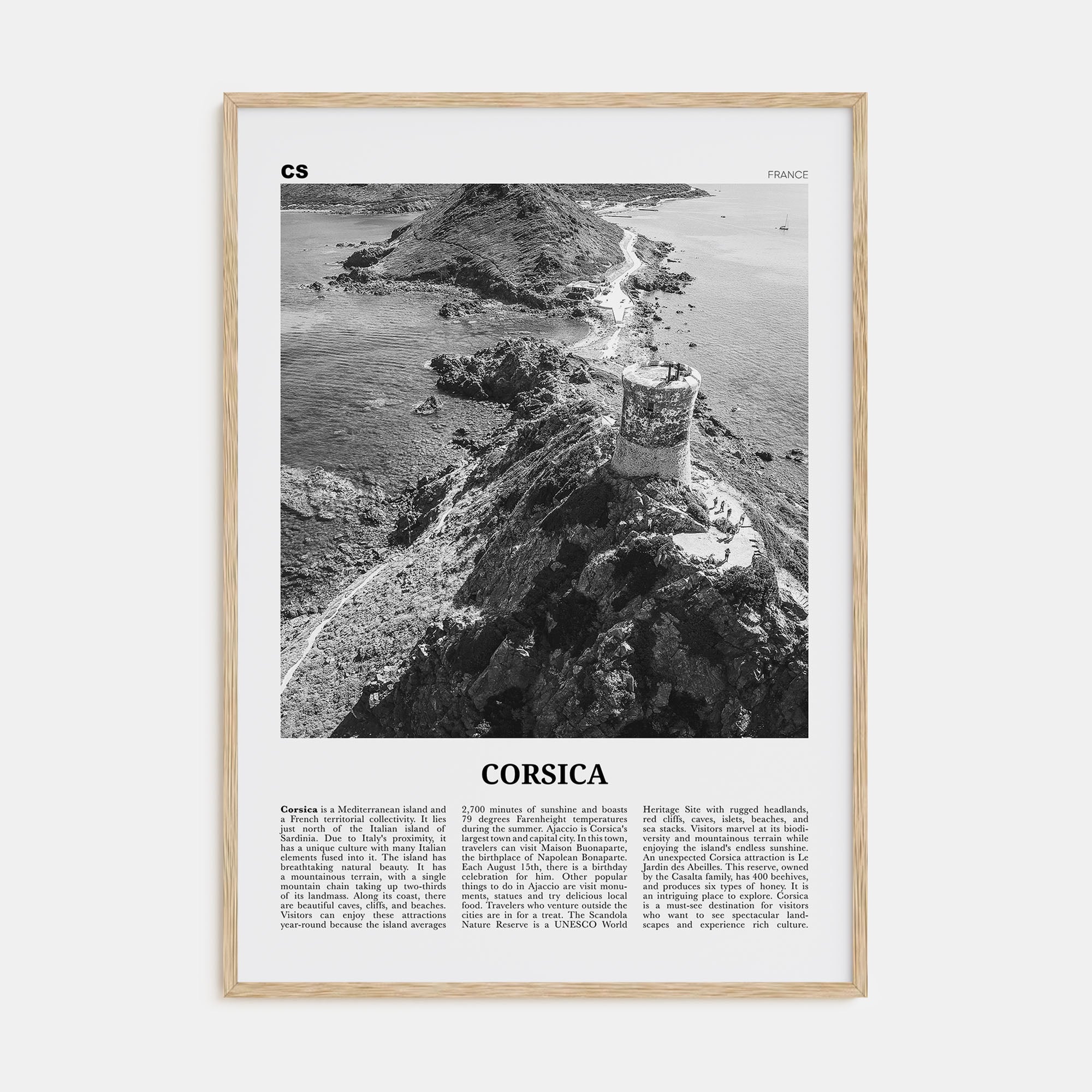 Corsica Travel B&W Poster