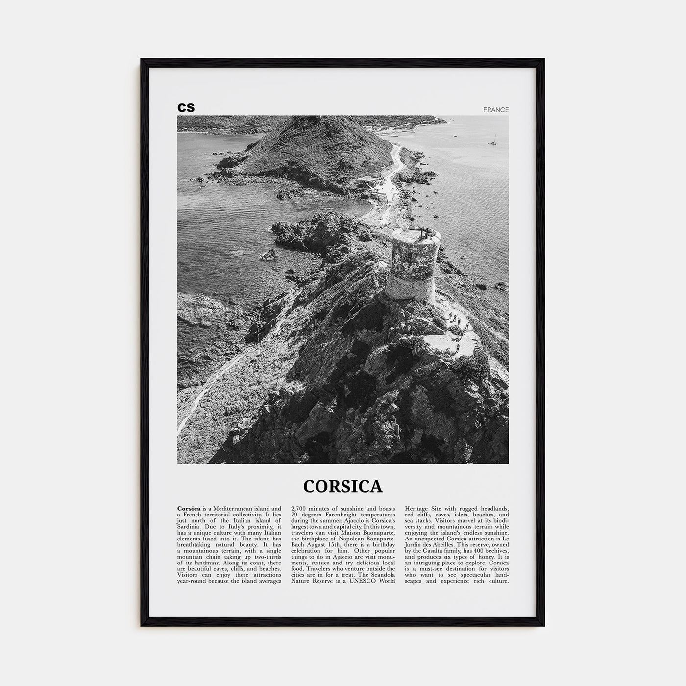 Corsica Travel B&W Poster