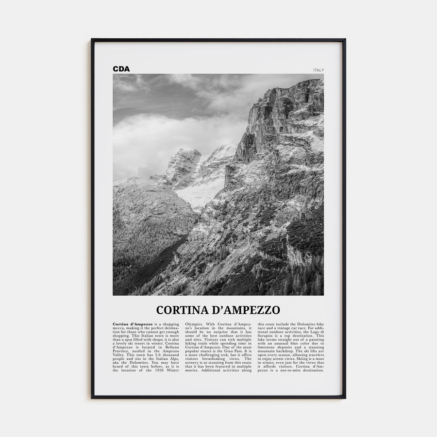 Cortina d'Ampezzo Travel B&W Poster