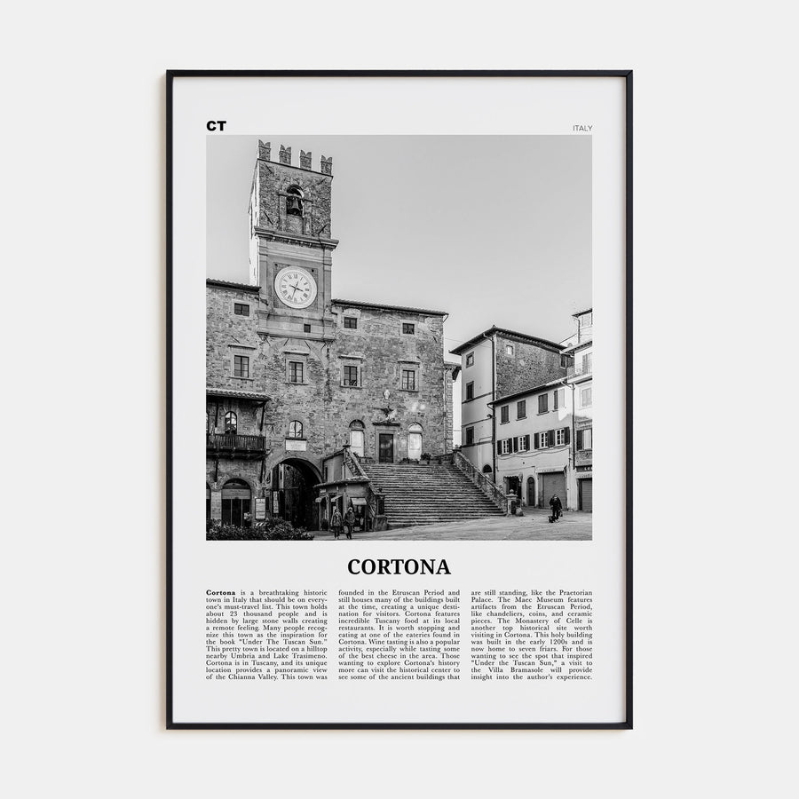Cortona Travel B&W Poster