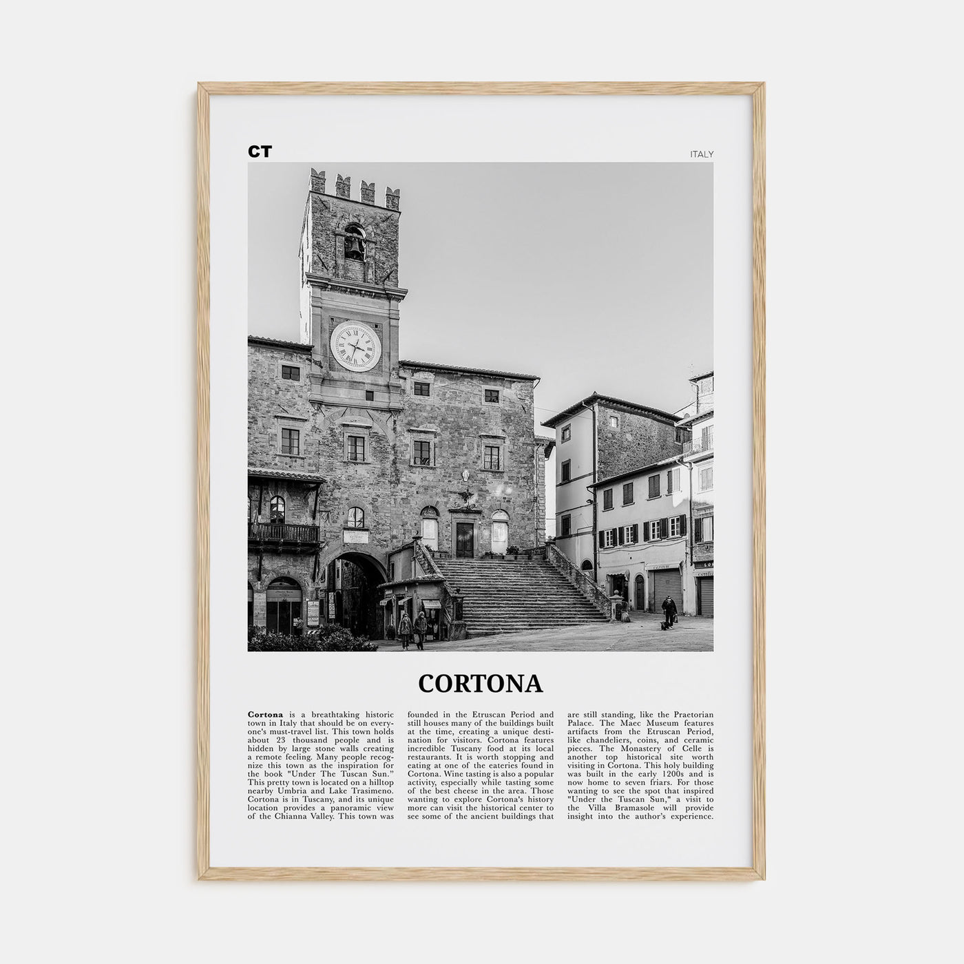 Cortona Travel B&W Poster