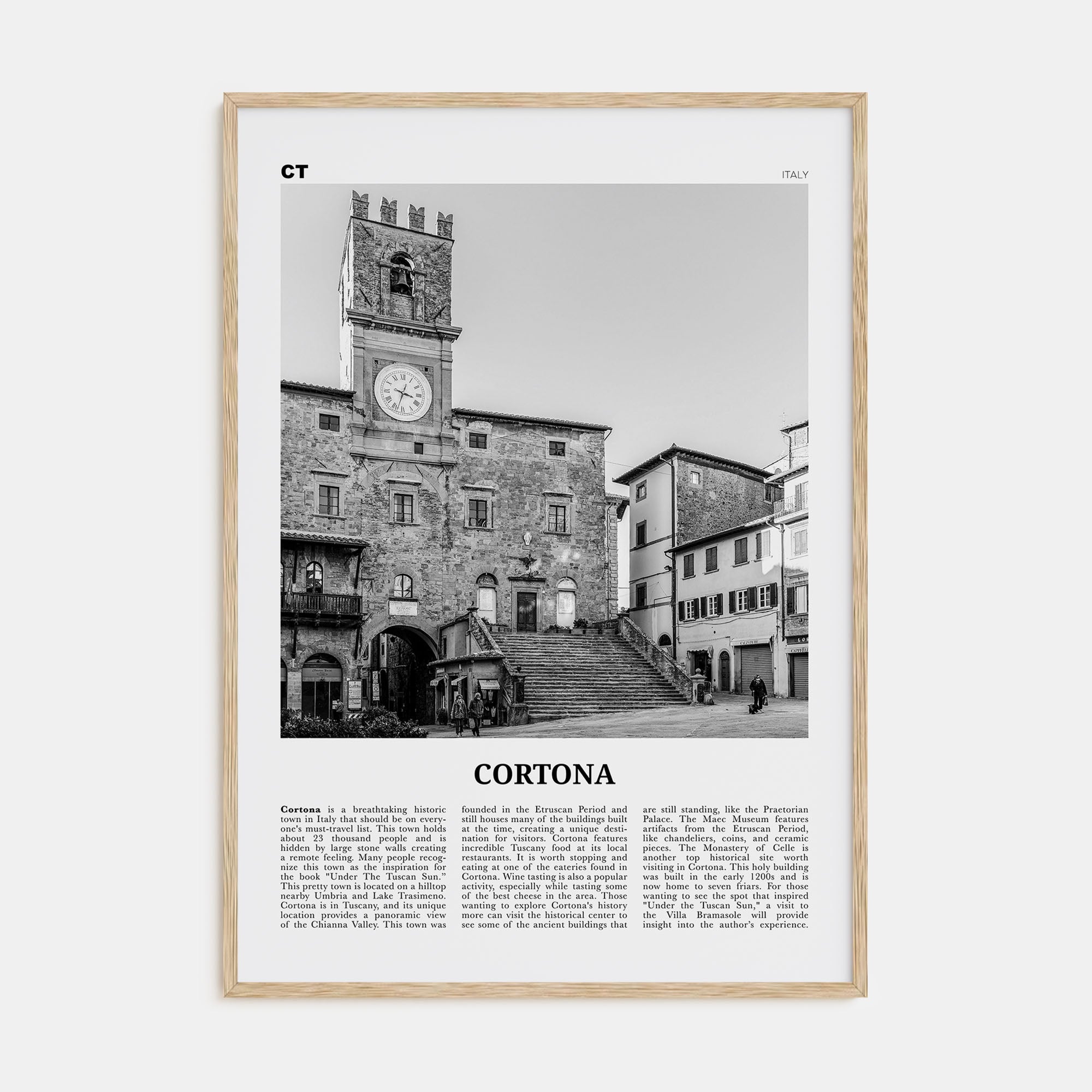 Cortona Travel B&W Poster