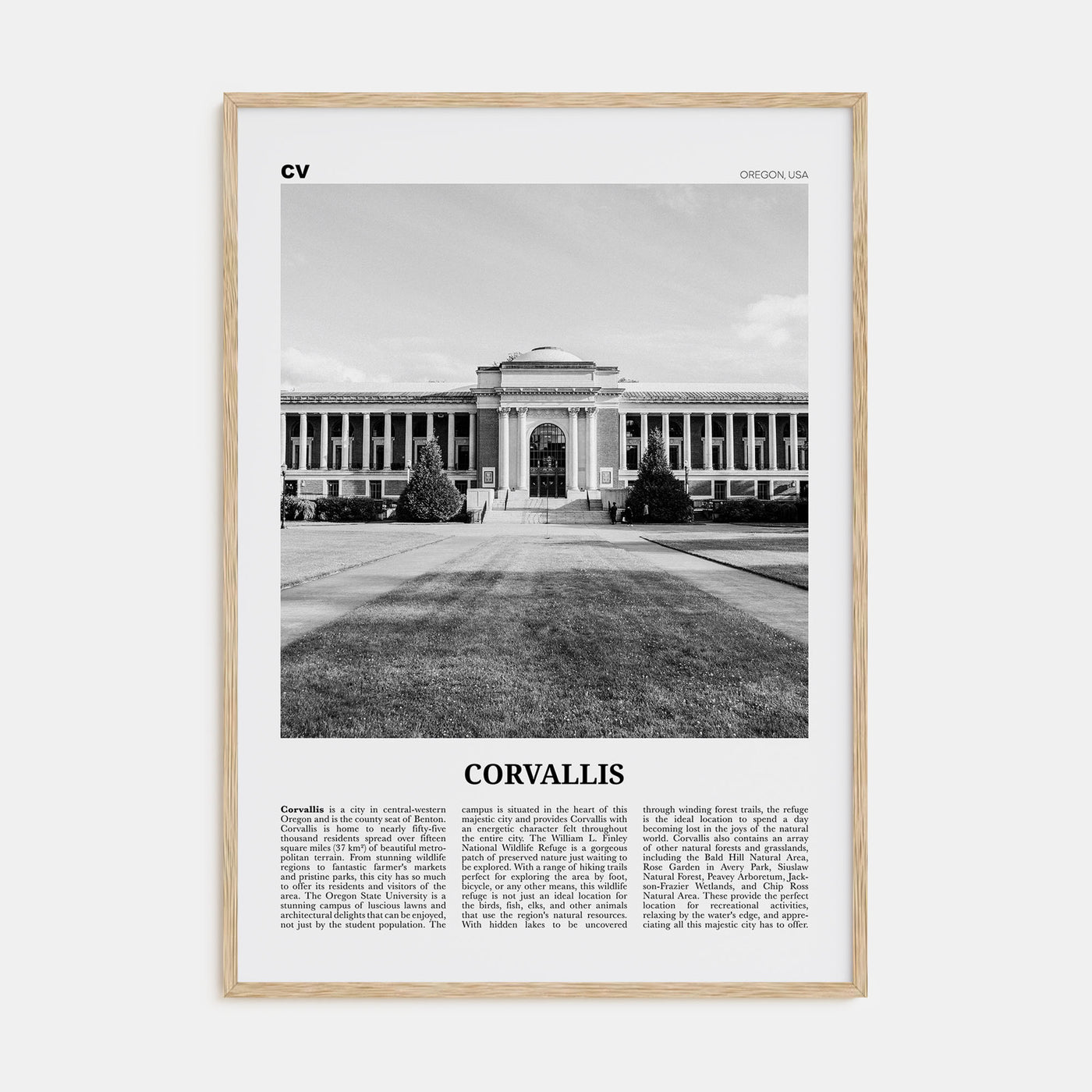 Corvallis Travel B&W Poster