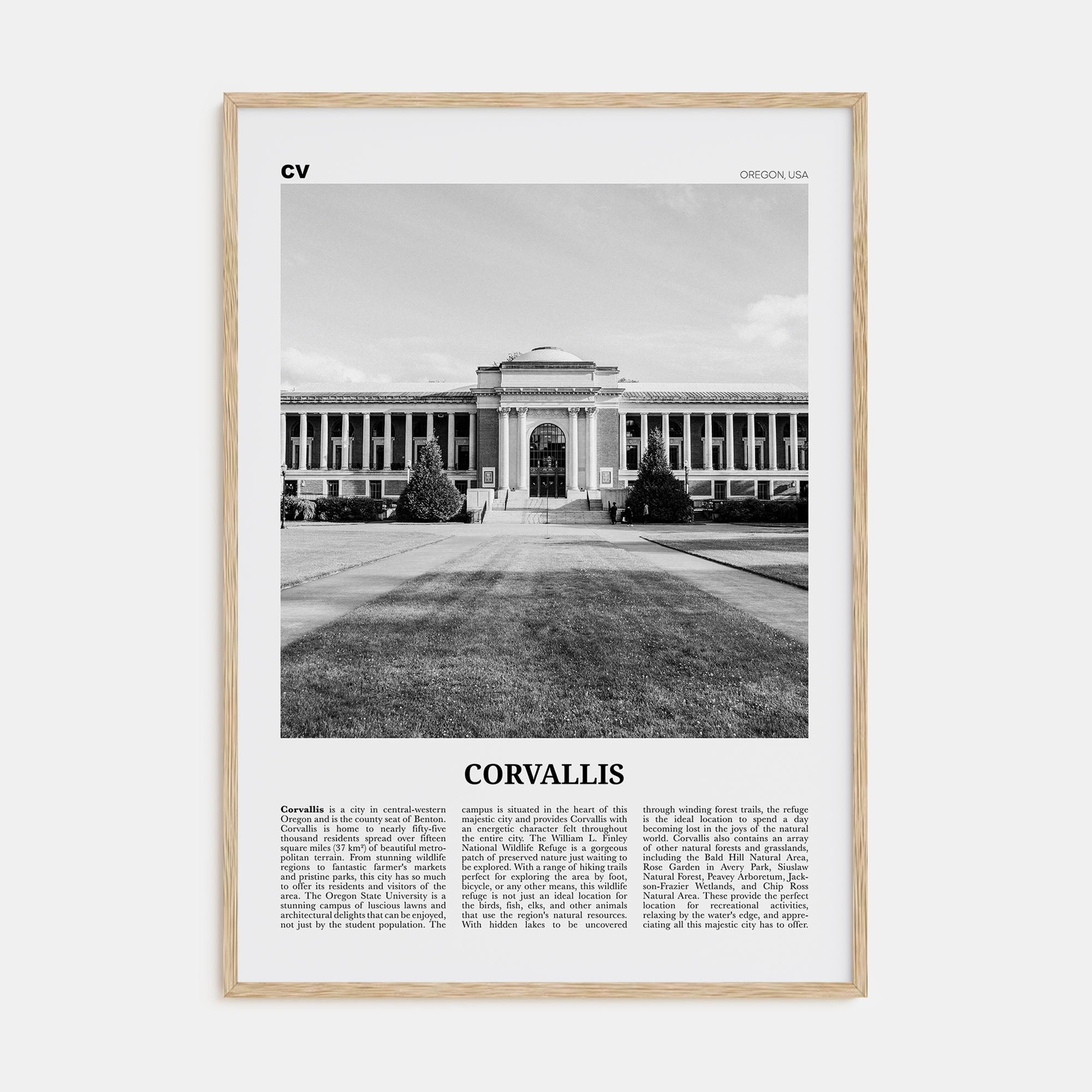 Corvallis Travel B&W Poster