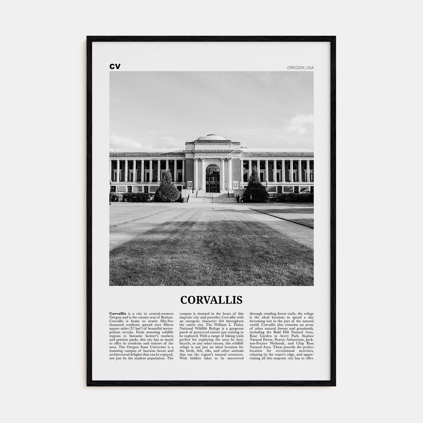 Corvallis Travel B&W Poster