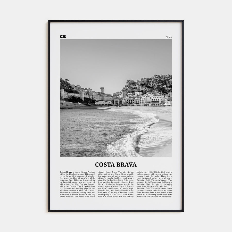 Costa Brava Travel B&W Poster