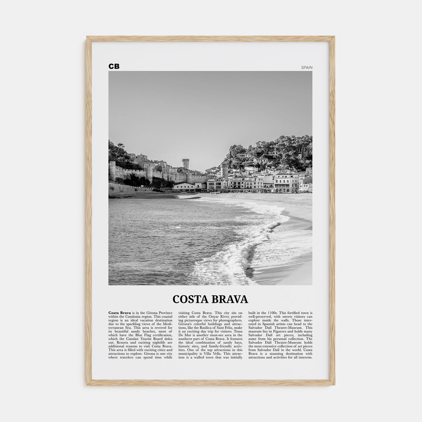 Costa Brava Travel B&W Poster